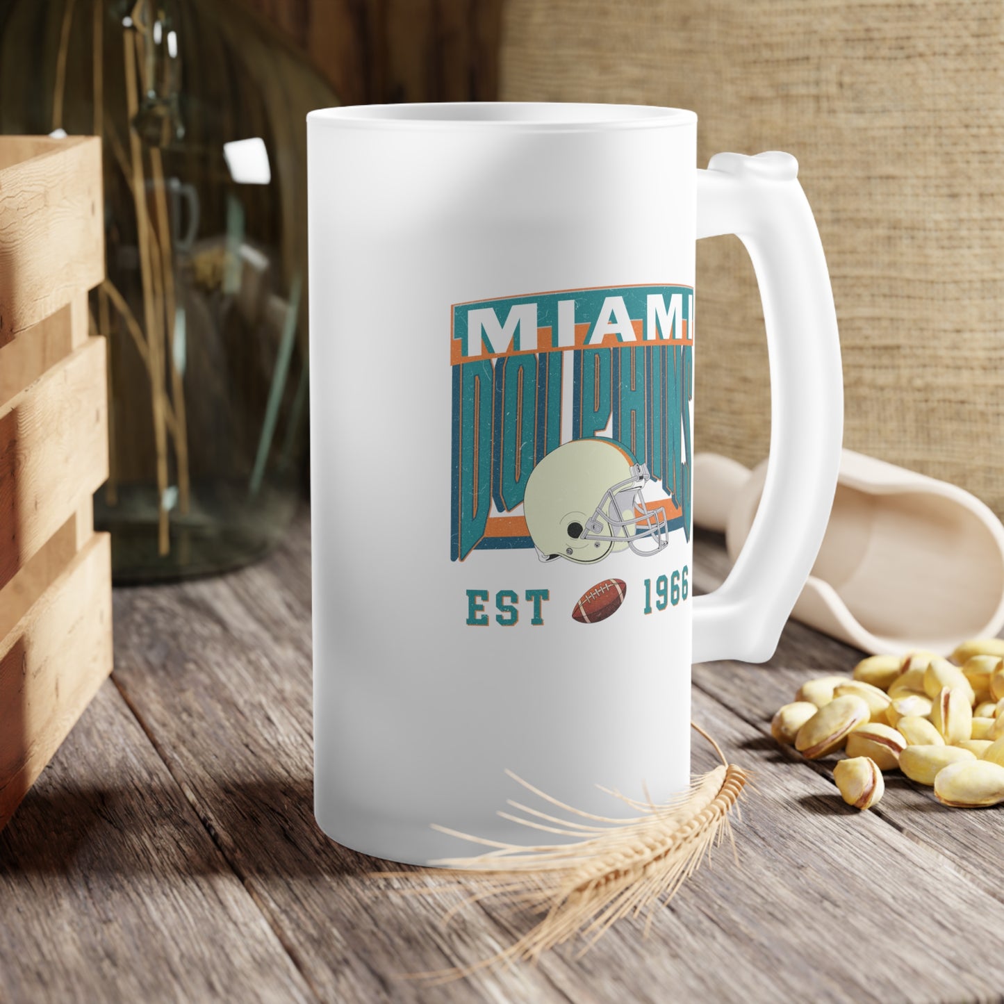 Miami Football Frosted Glass Beer Mug