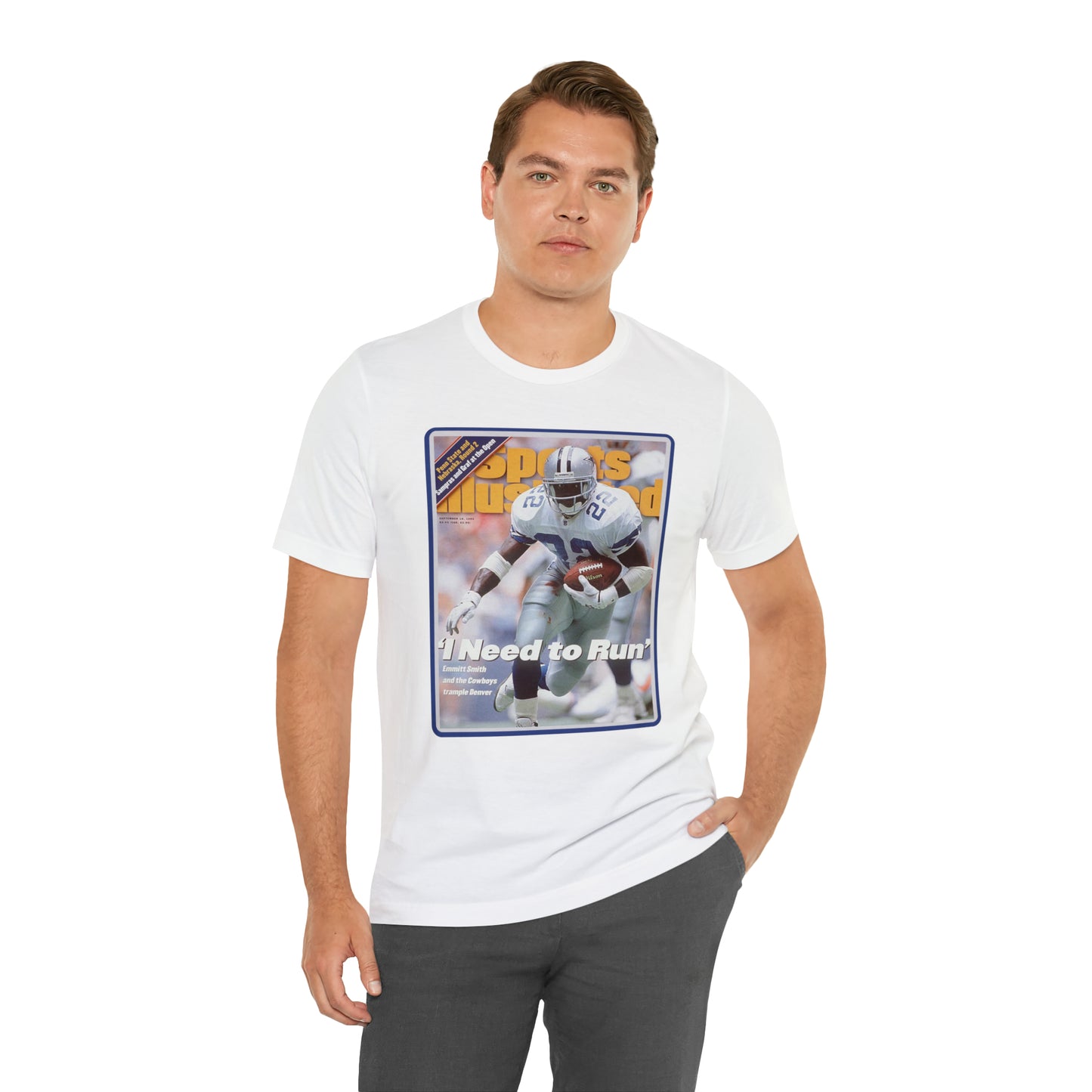90s Throwback Dallas Cowboys Emmitt Smith v2 Sports Illustrated Magazine Unisex Jersey Short Sleeve Tee