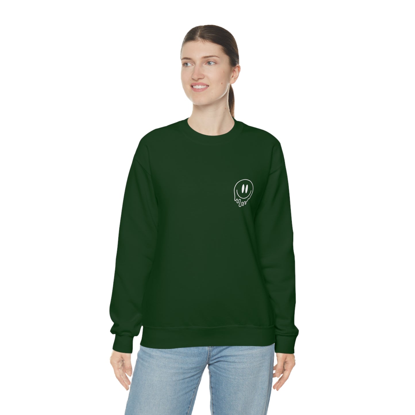 Melting Smiley Cool Moms Club Unisex DryBlend® Crewneck Sweatshirt Front/Back Print