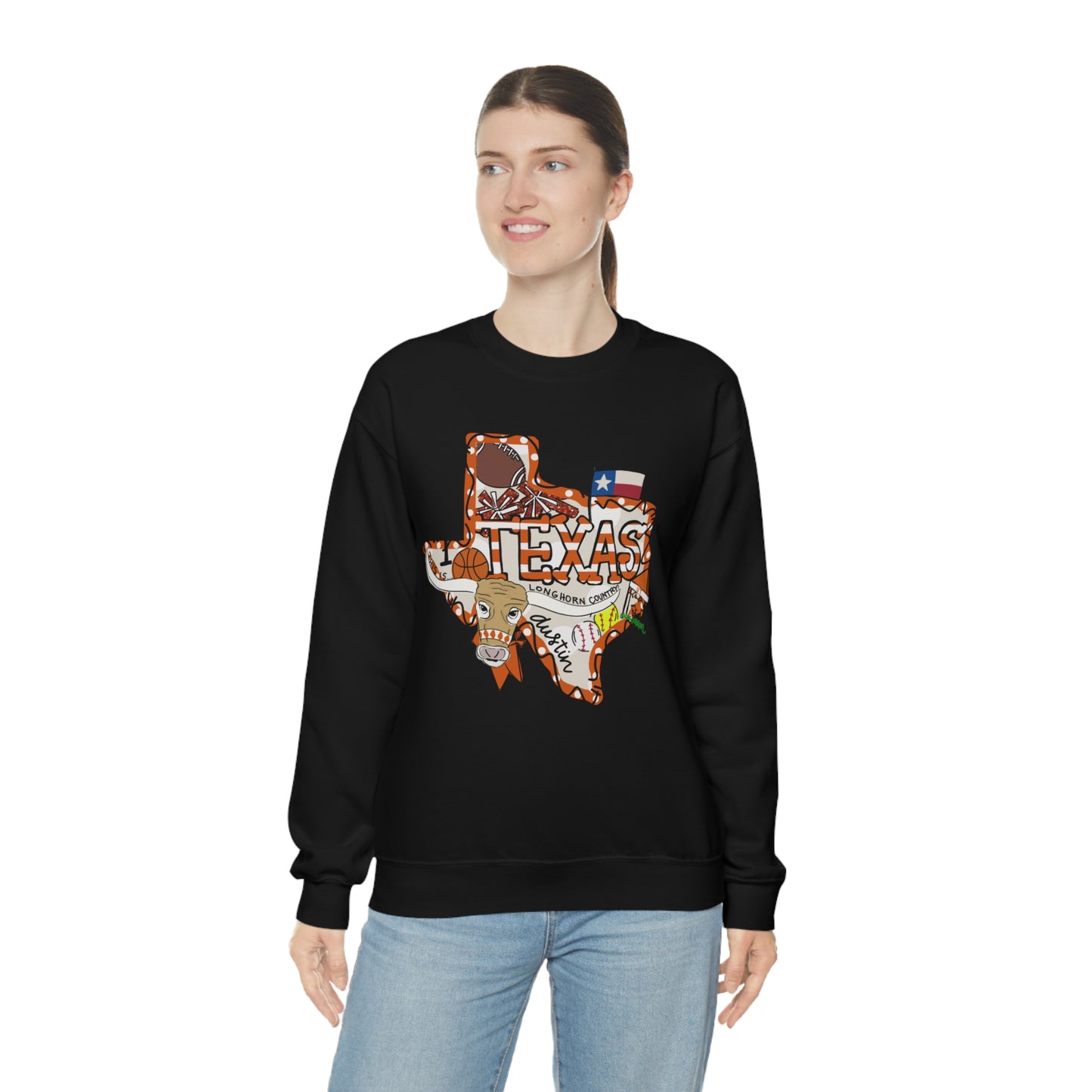 UT Hook Em Austin Texas Longhorn Football Unisex Heavy Blend Crewneck Sweatshirt