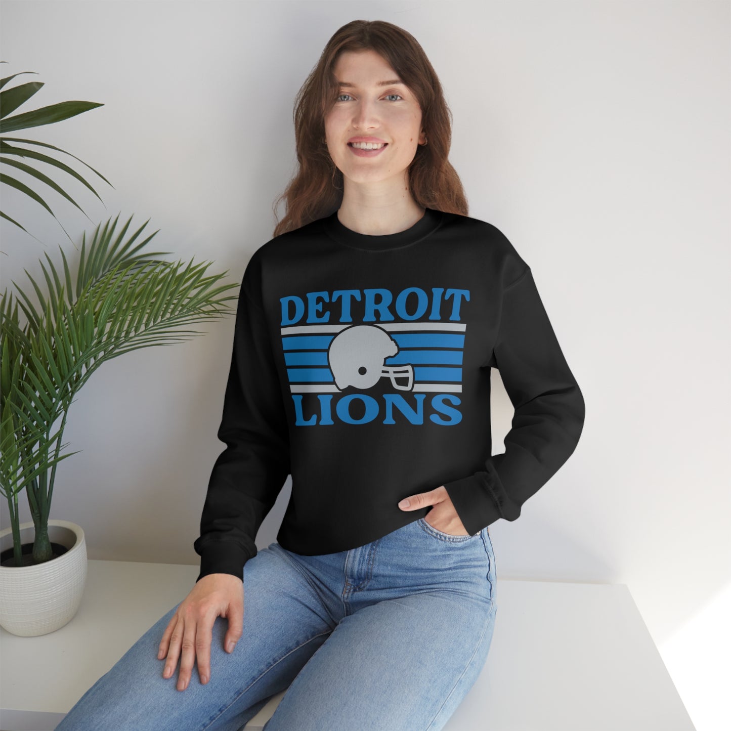 Retro Style Detroit Football Unisex Heavy Blend Crewneck Sweatshirt