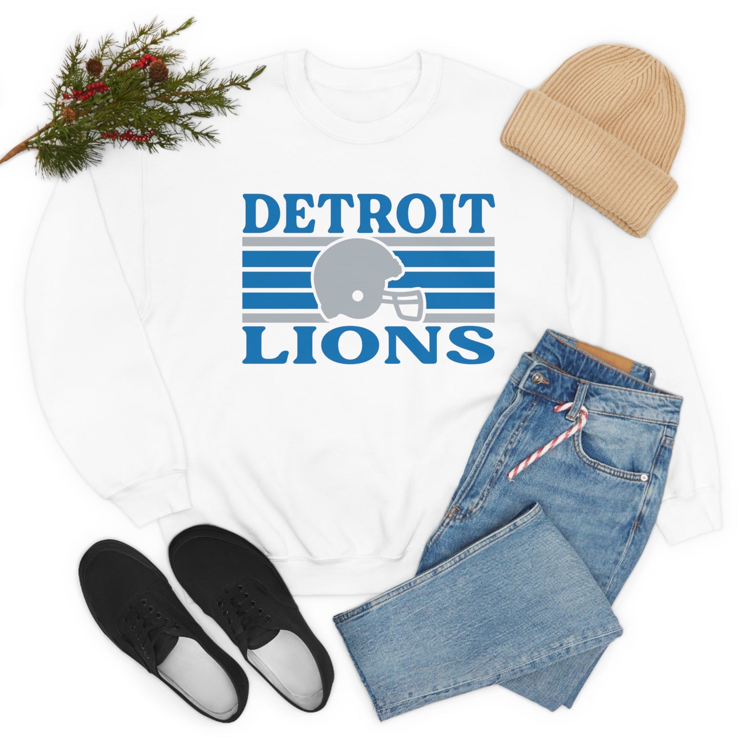 Retro Style Detroit Football Unisex Heavy Blend Crewneck Sweatshirt