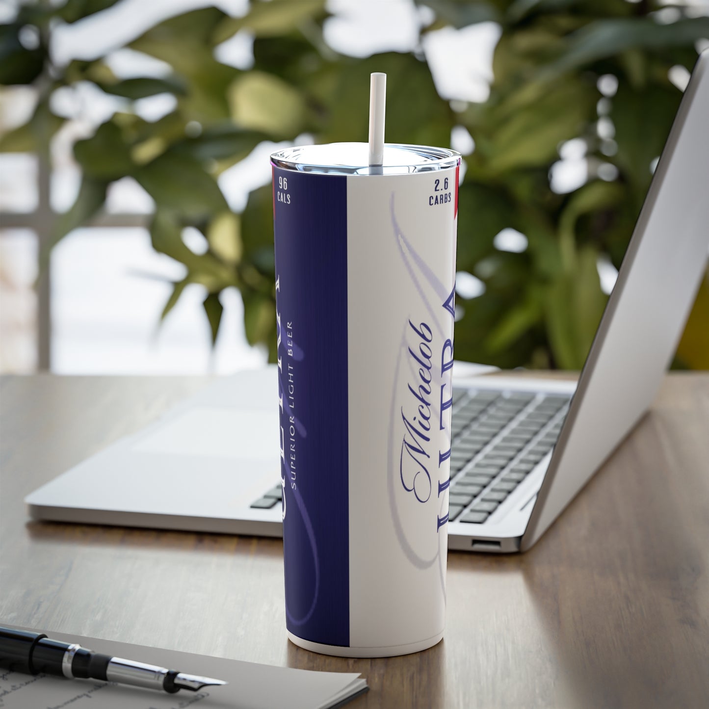 Beer Inspired Skinny Steel Tumbler with Straw, 20oz