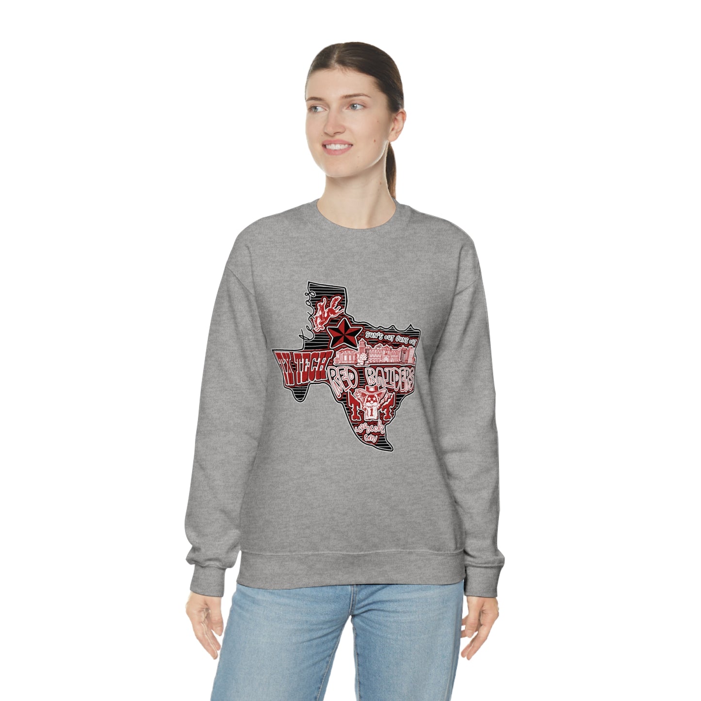 Texas Tech Lubbock Football Unisex Heavy Blend Crewneck Sweatshirt