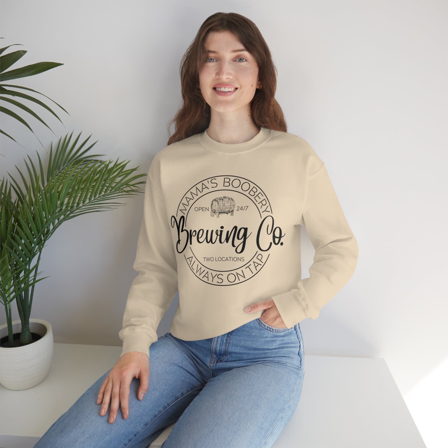 Moms Boobery Brewery Unisex DryBlend® Crewneck Sweatshirt