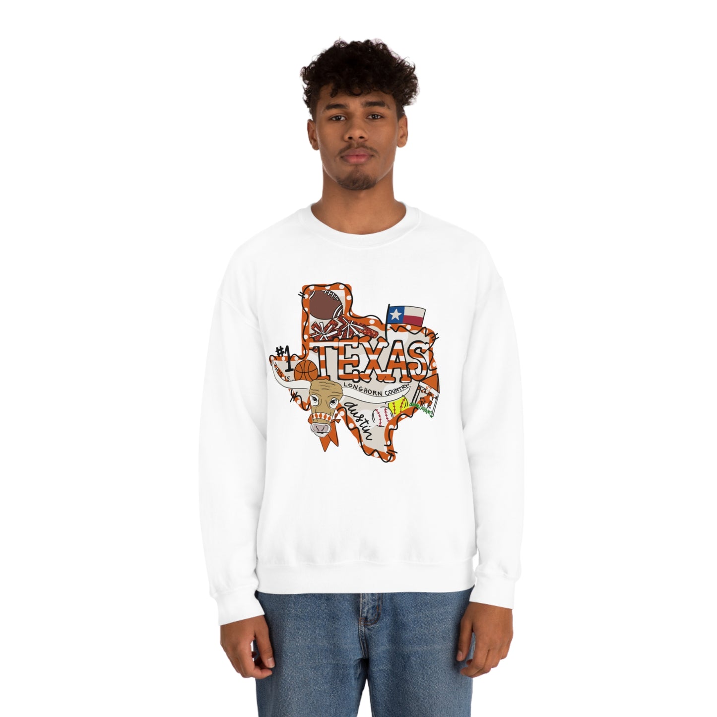 UT Hook Em Austin Texas Longhorn Football Unisex Heavy Blend Crewneck Sweatshirt