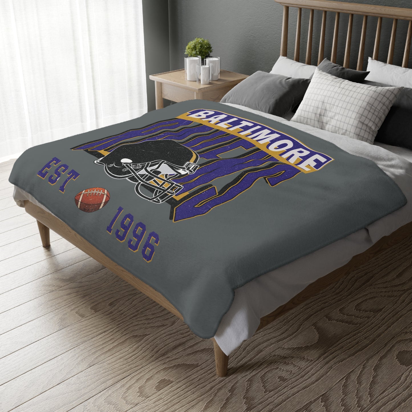 Baltimore Football Velveteen Minky Throw Blanket