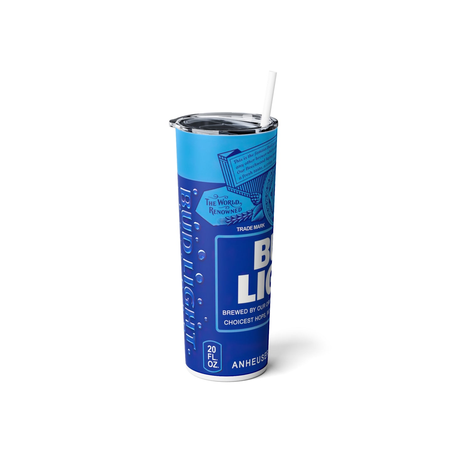 Beer Inspired Skinny Steel Tumbler with Straw, 20oz