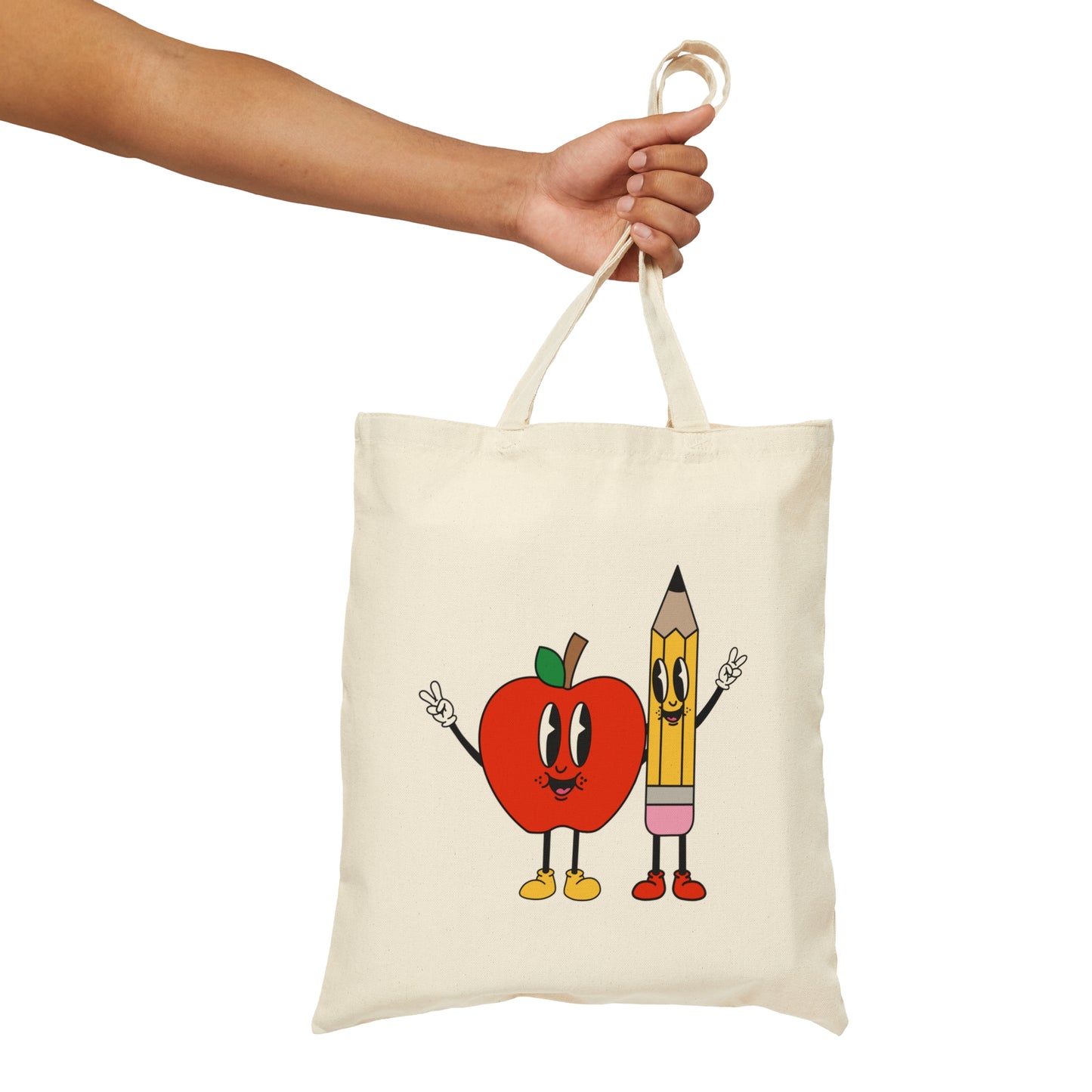 Apple Pencil Teacher Canvas Tote Bag