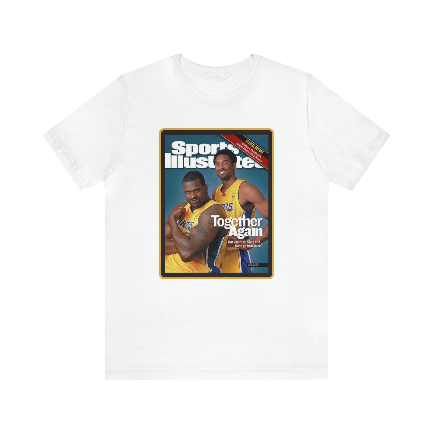 90s Throwback Lakers Kobe Shaq Sports Illustrated Magazine Unisex Jersey Short Sleeve Tee