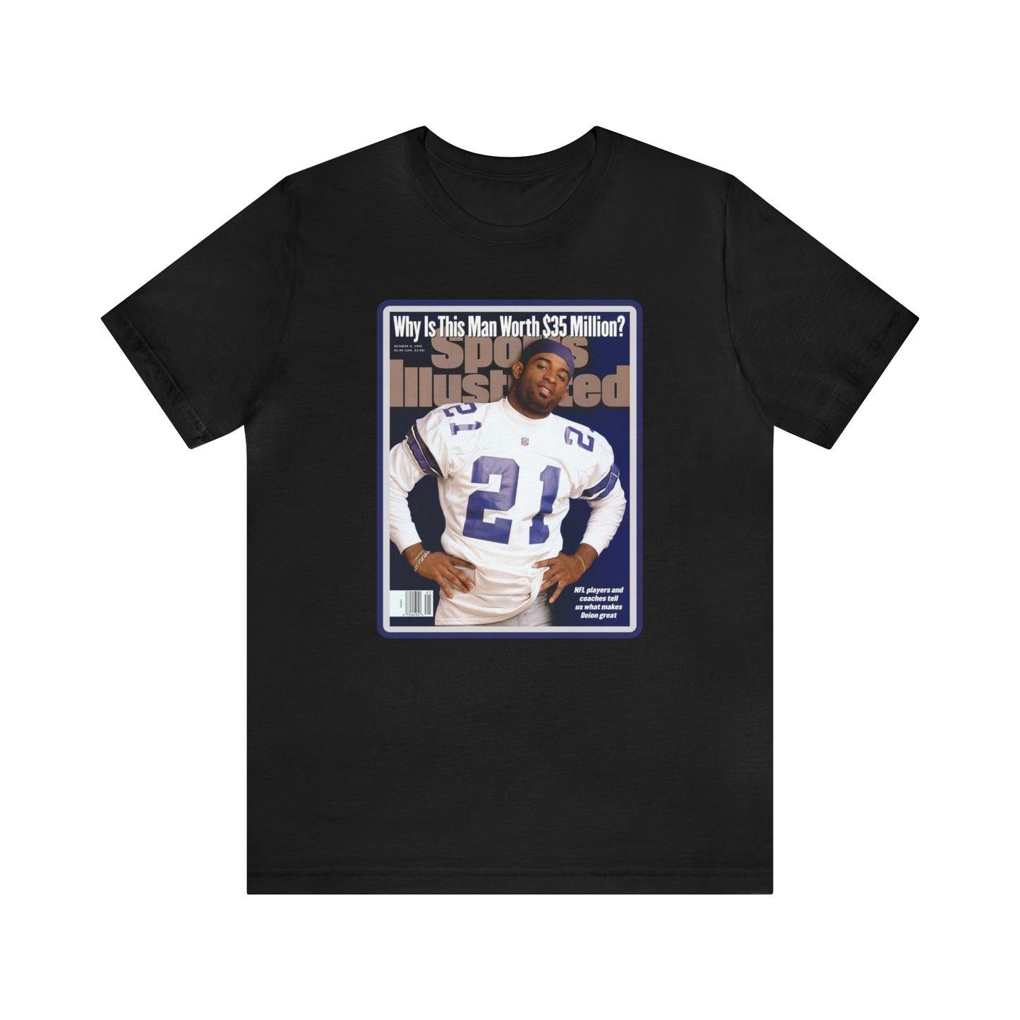 90s Throwback Dallas Cowboys Deion Sanders Sports Illustrated Magazine Unisex Jersey Short Sleeve Tee