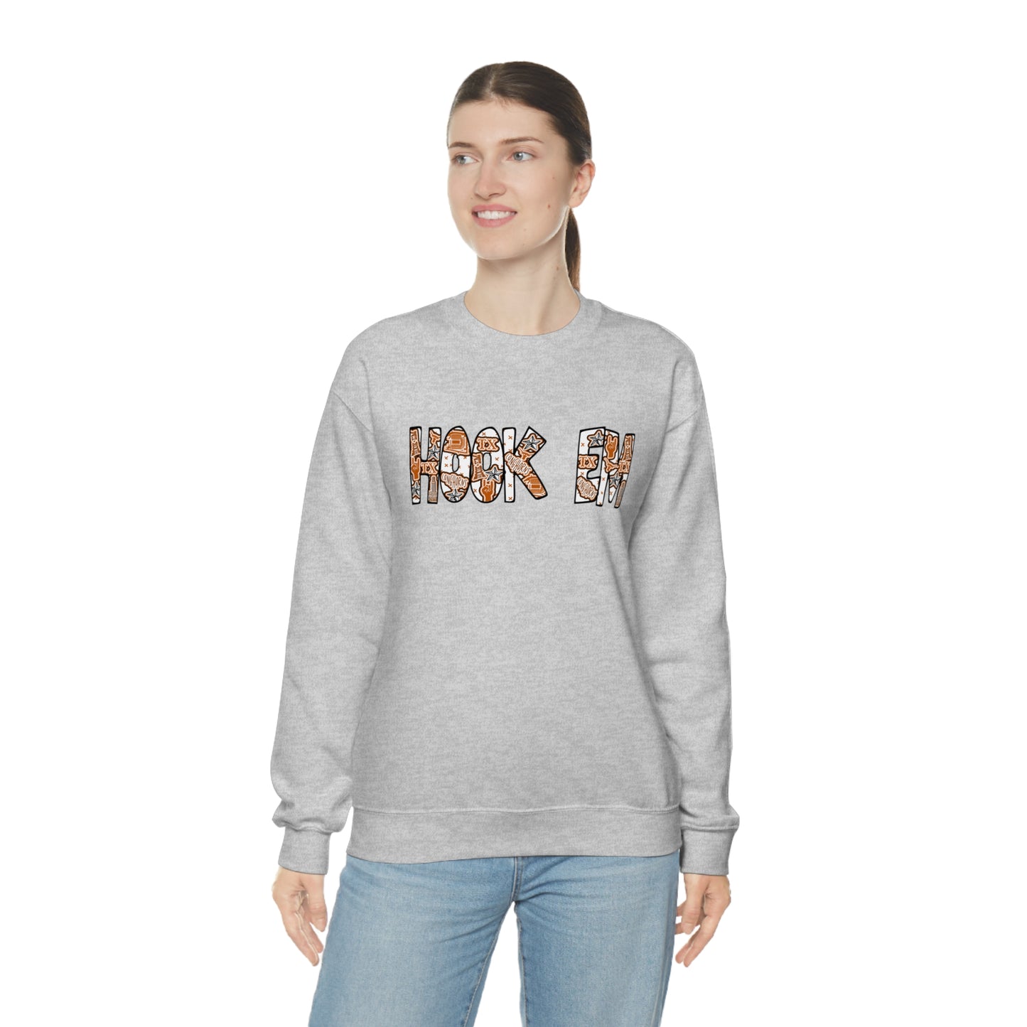 UT Hook Em Austin Texas Longhorn Football Unisex Heavy Blend Crewneck Sweatshirt