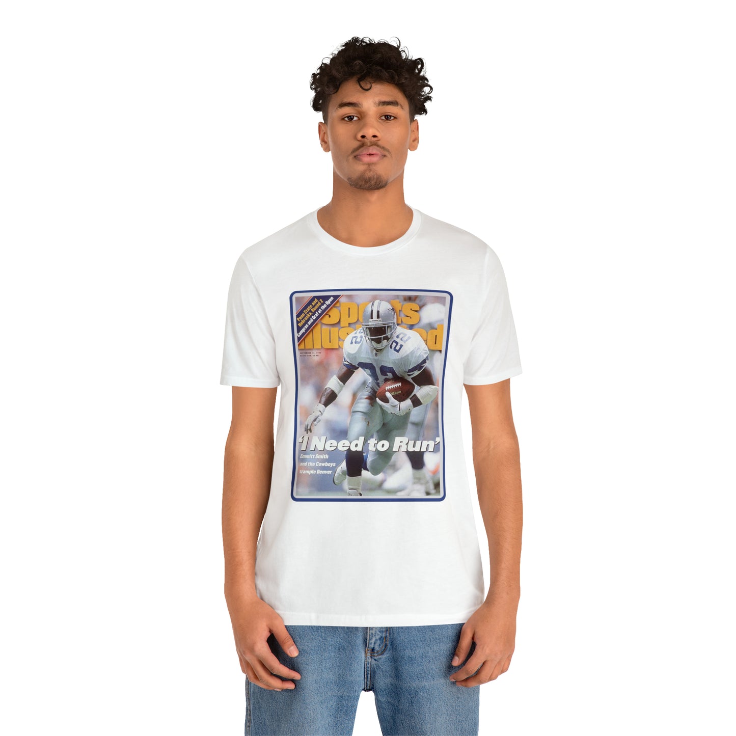90s Throwback Dallas Cowboys Emmitt Smith v2 Sports Illustrated Magazine Unisex Jersey Short Sleeve Tee