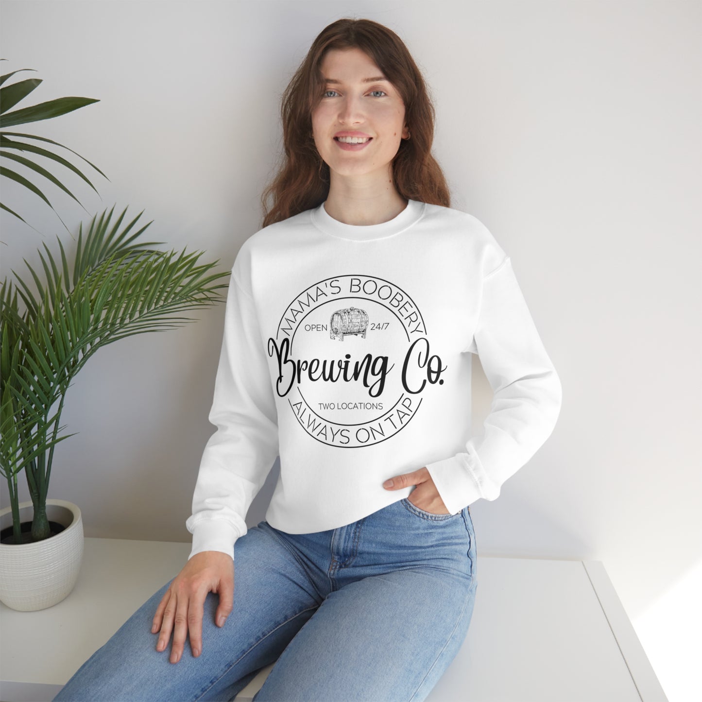 Moms Boobery Brewery Unisex DryBlend® Crewneck Sweatshirt