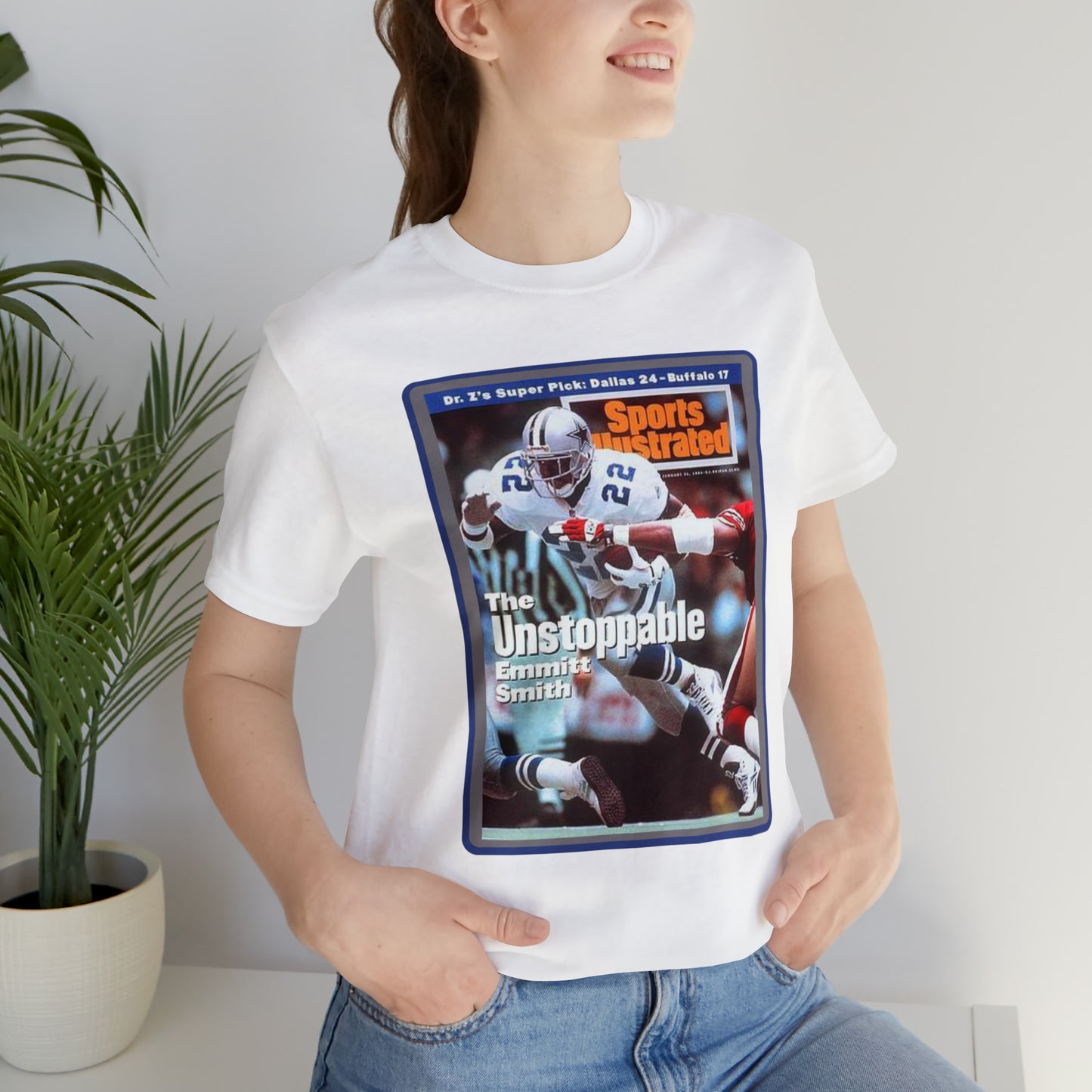 90s Throwback Dallas Cowboys Emmitt Smith v3 Sports Illustrated Magazine Unisex Jersey Short Sleeve Tee