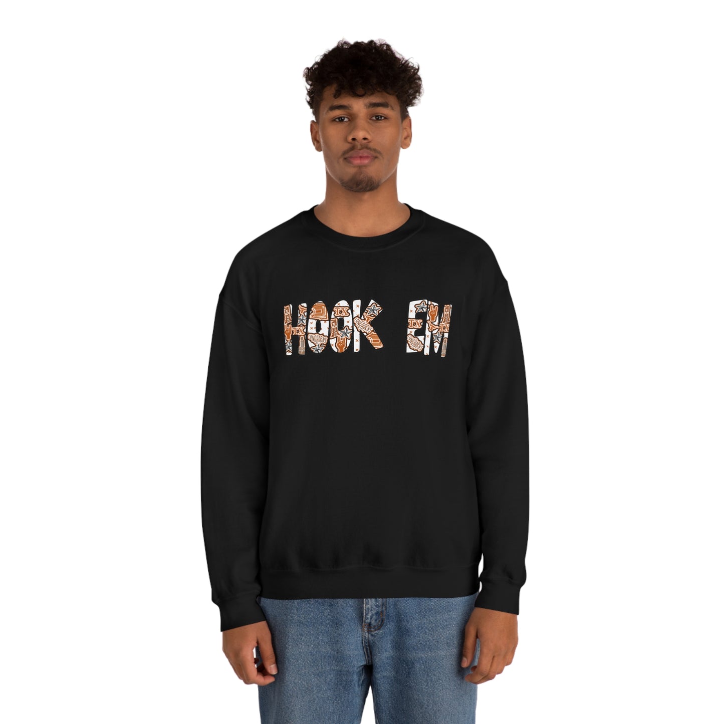 UT Hook Em Austin Texas Longhorn Football Unisex Heavy Blend Crewneck Sweatshirt