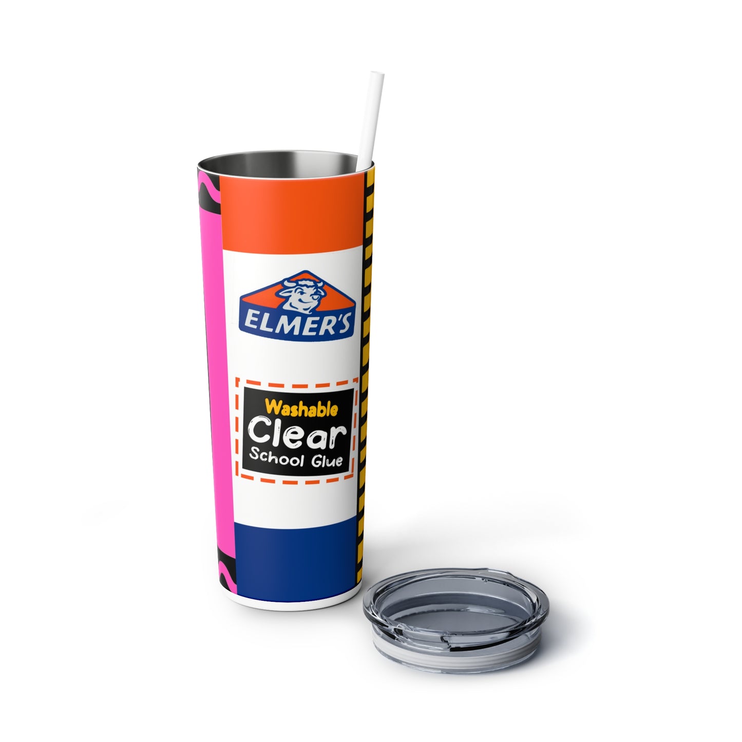 Teacher School Supply - Pink Skinny Steel Tumbler with Straw, 20oz