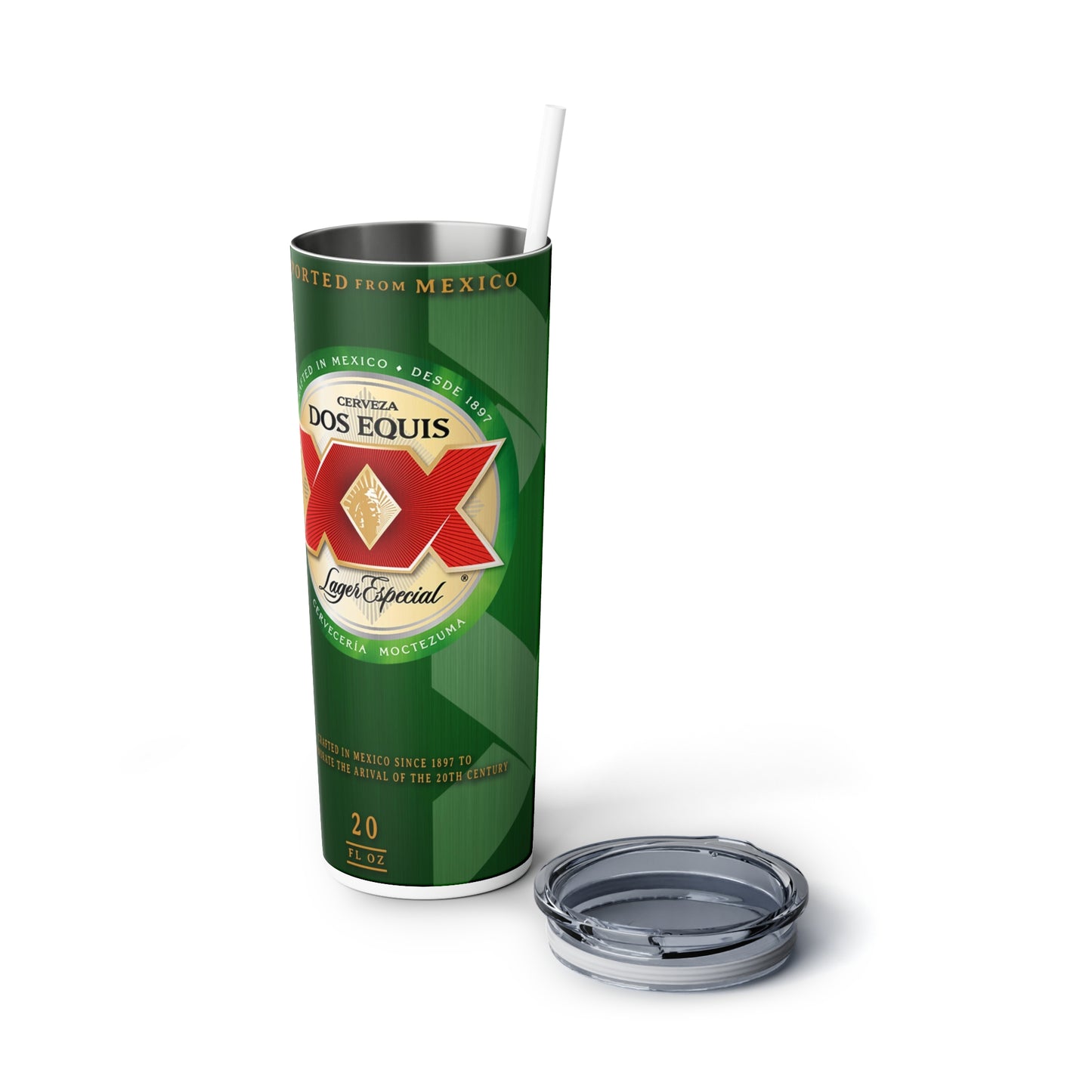 Beer Inspired Skinny Steel Tumbler with Straw, 20oz