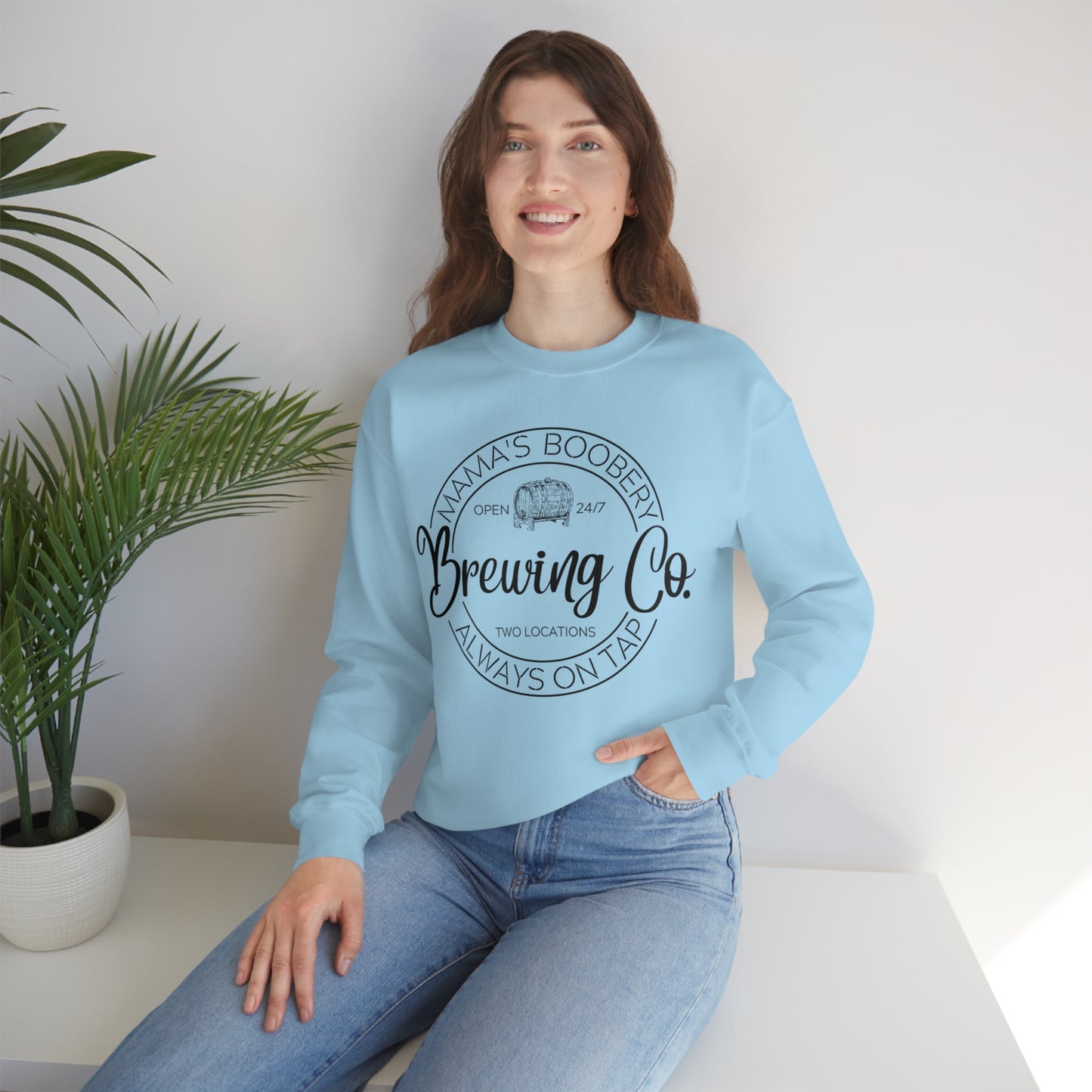 Moms Boobery Brewery Unisex DryBlend® Crewneck Sweatshirt