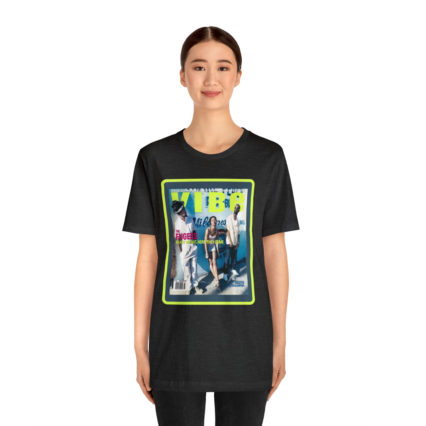 90s Throwback The Fugees Wyclef Jean, Pras Michel, and Lauryn Hill Vibe Magazine Unisex Jersey Short Sleeve Tee