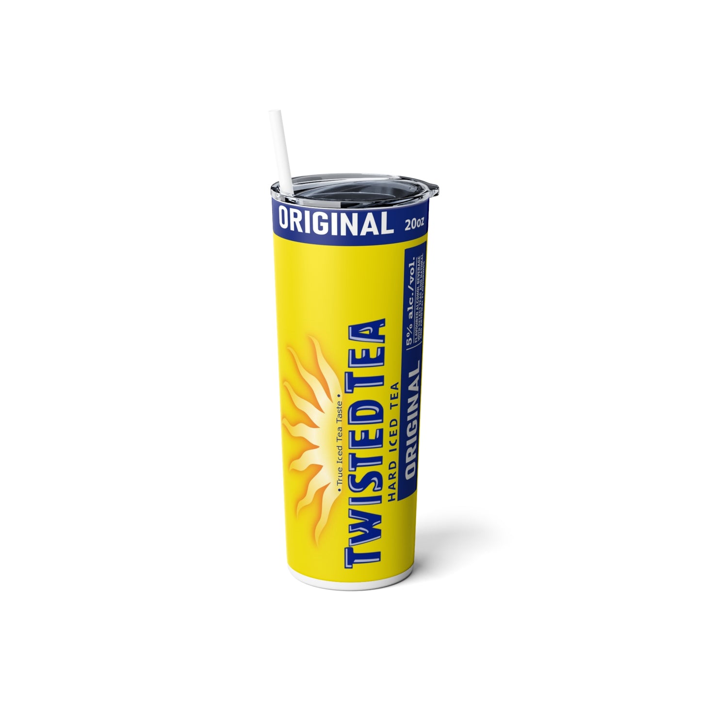 Malt Drink Inspired Skinny Steel Tumbler with Straw, 20oz
