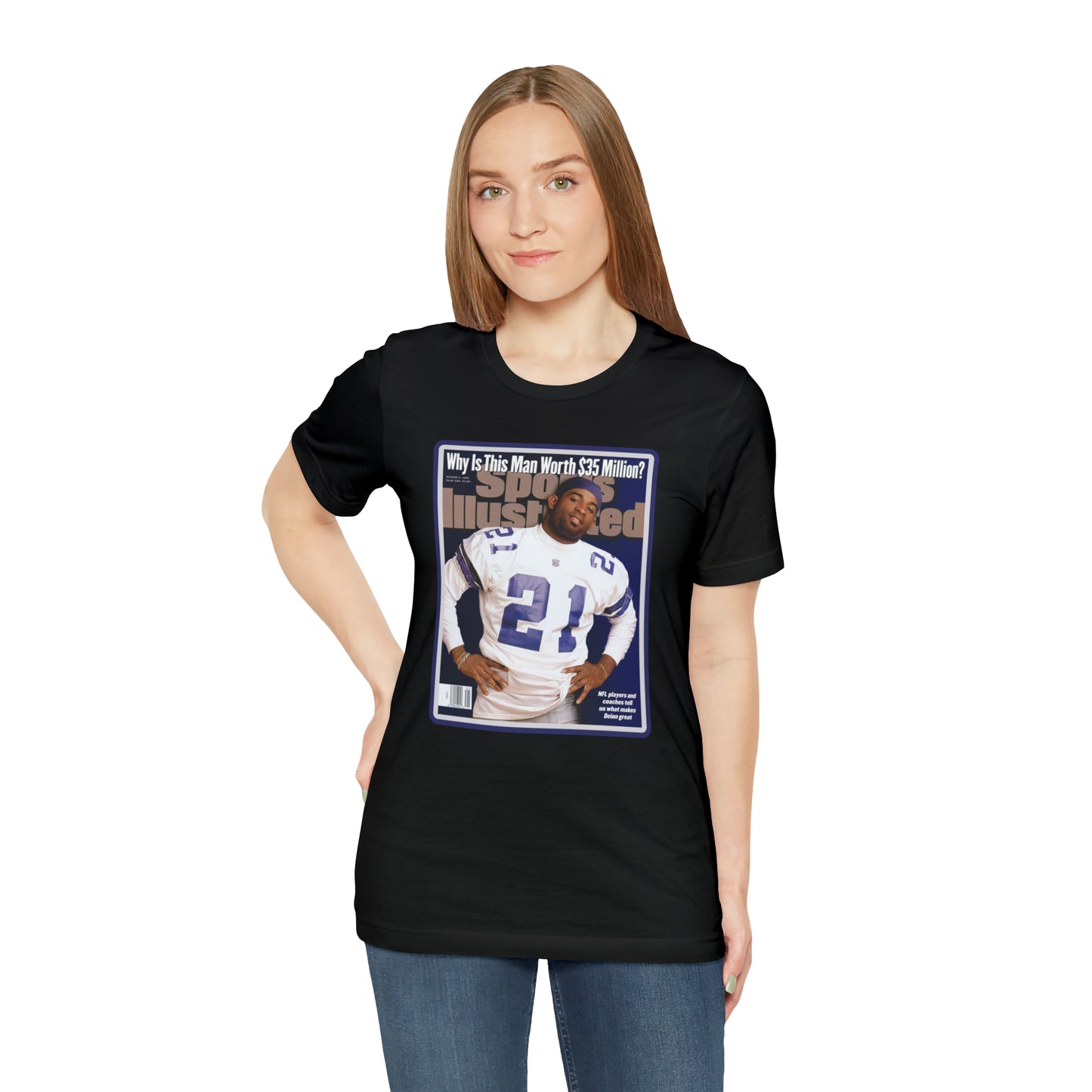 90s Throwback Dallas Cowboys Deion Sanders Sports Illustrated Magazine Unisex Jersey Short Sleeve Tee