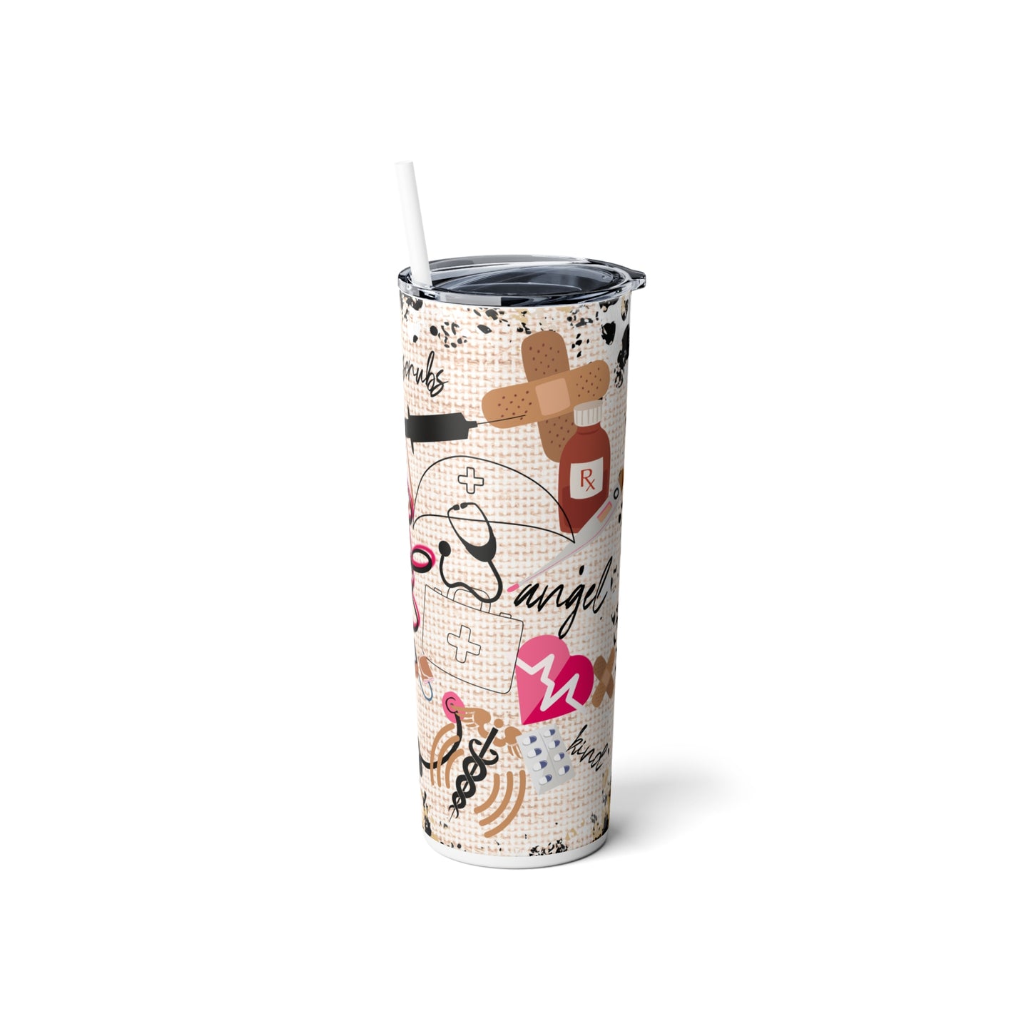 Nurse Skinny Steel Tumbler with Straw, 20oz