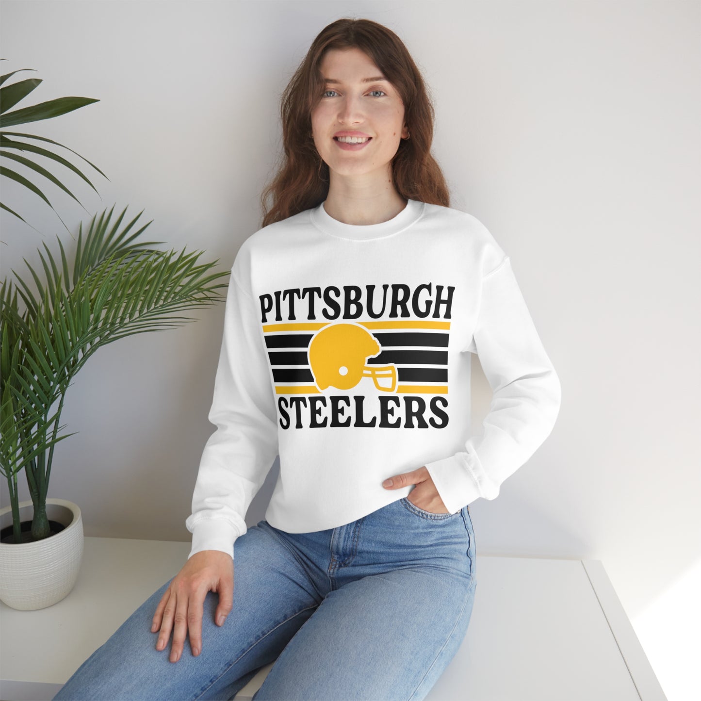 Retro Style Pittsburgh Football Unisex Heavy Blend Crewneck Sweatshirt