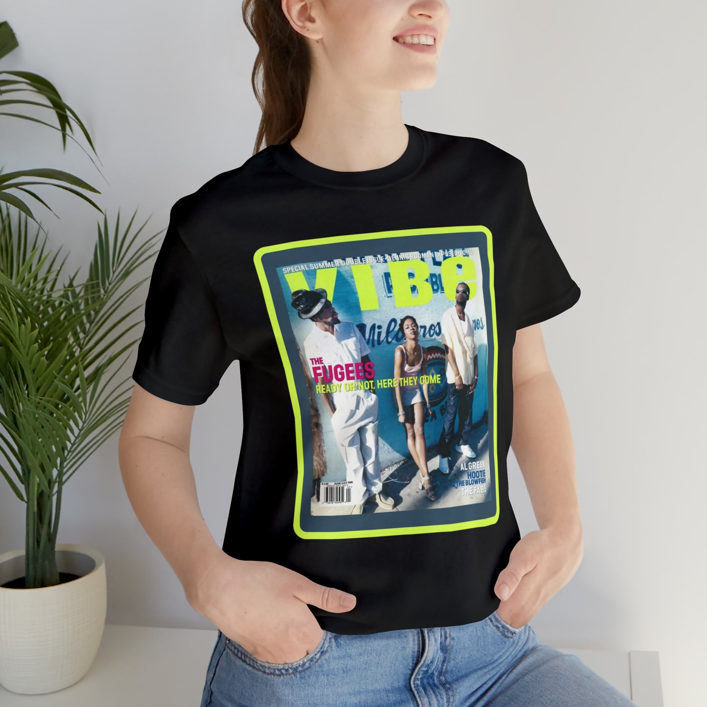 90s Throwback The Fugees Wyclef Jean, Pras Michel, and Lauryn Hill Vibe Magazine Unisex Jersey Short Sleeve Tee