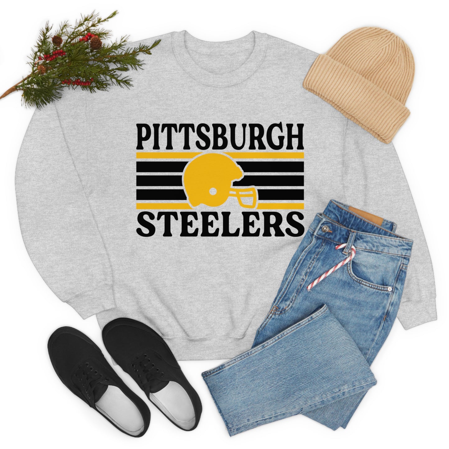 Retro Style Pittsburgh Football Unisex Heavy Blend Crewneck Sweatshirt