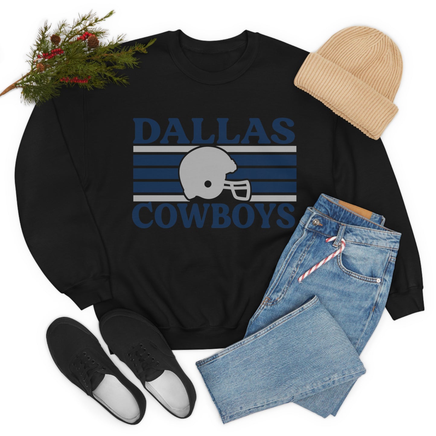 Retro Style Dallas Football Unisex Heavy Blend Crewneck Sweatshirt