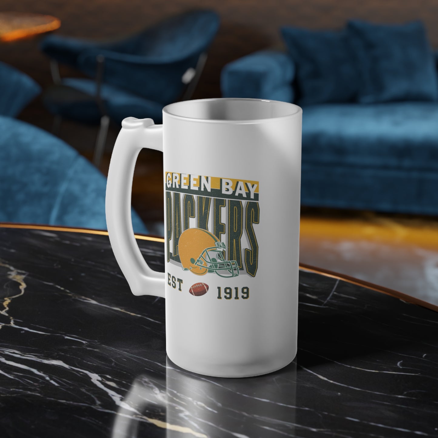 Greenbay Football Frosted Glass Beer Mug