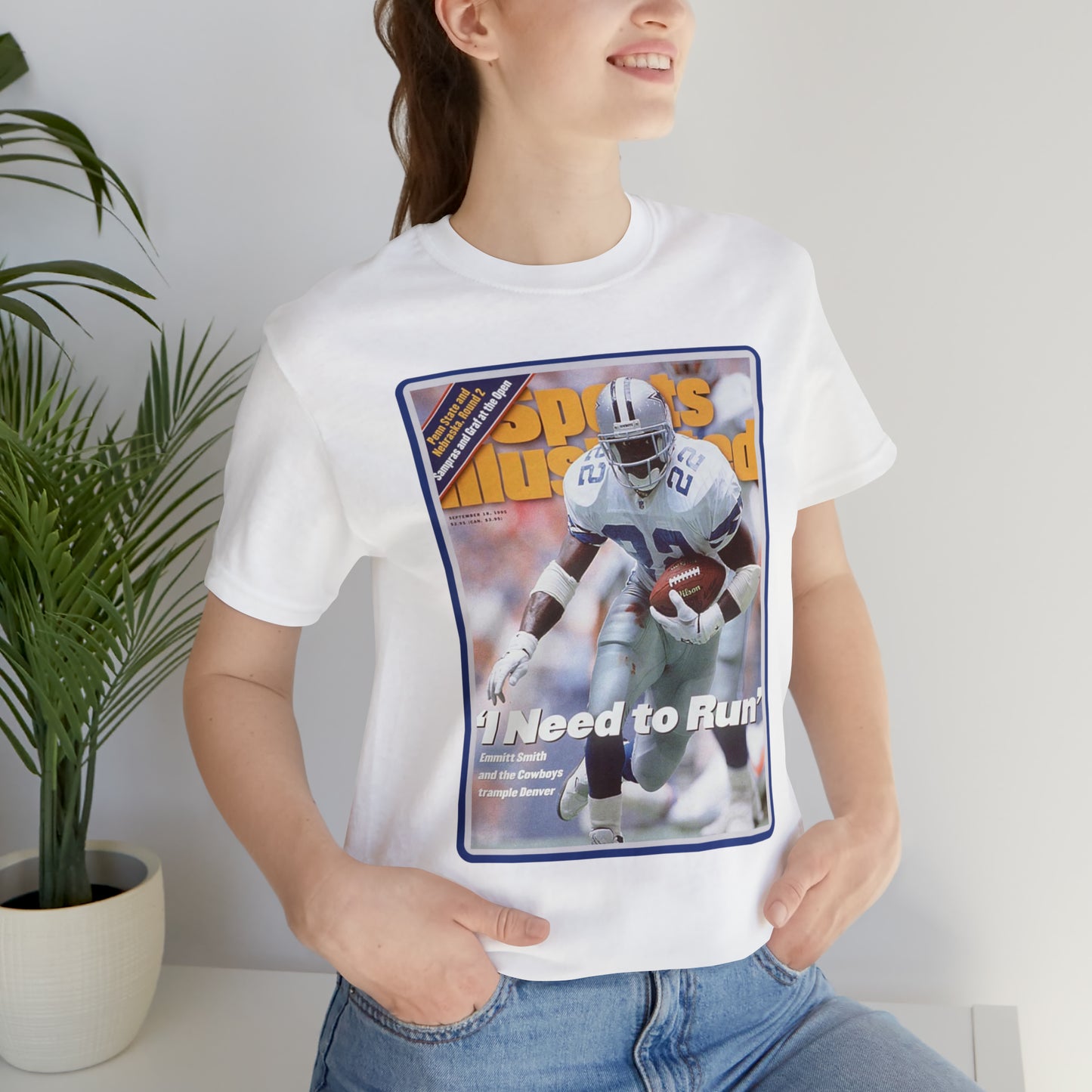 90s Throwback Dallas Cowboys Emmitt Smith v2 Sports Illustrated Magazine Unisex Jersey Short Sleeve Tee