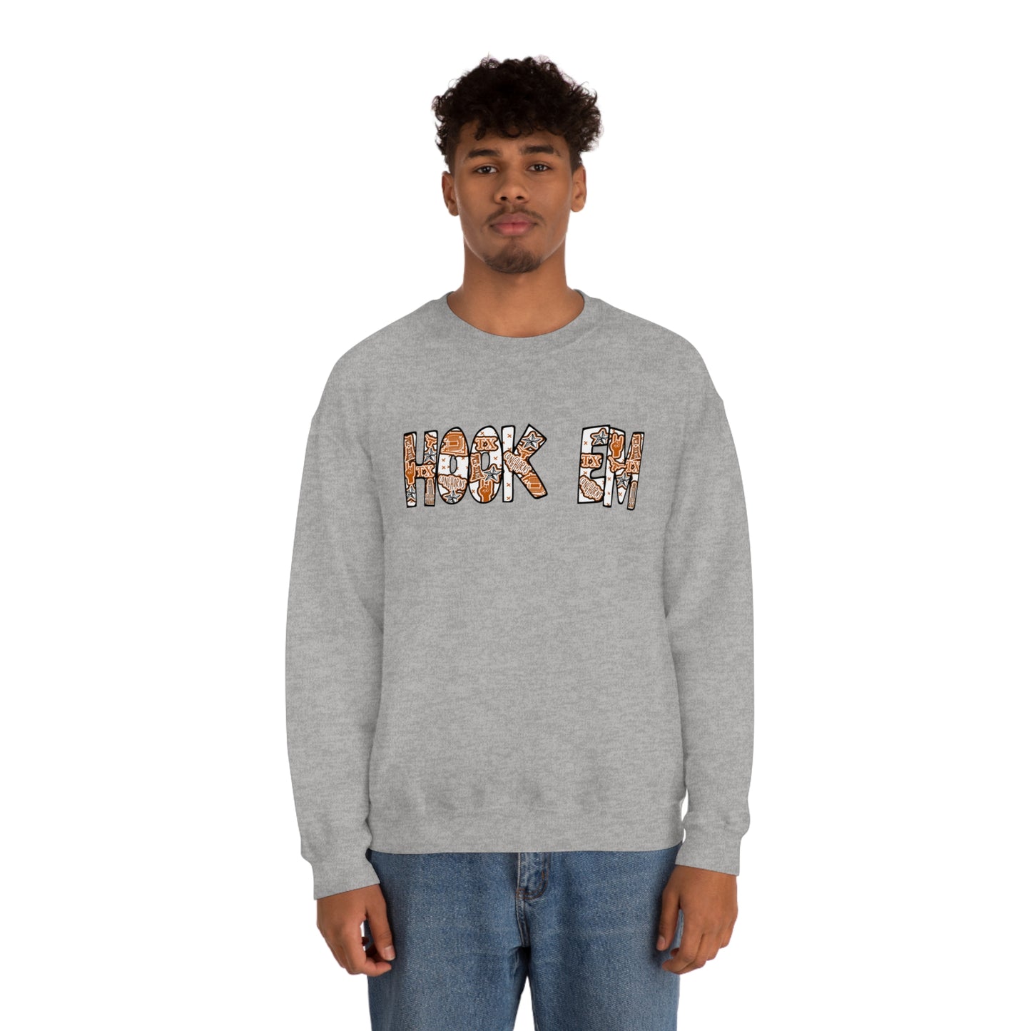 UT Hook Em Austin Texas Longhorn Football Unisex Heavy Blend Crewneck Sweatshirt