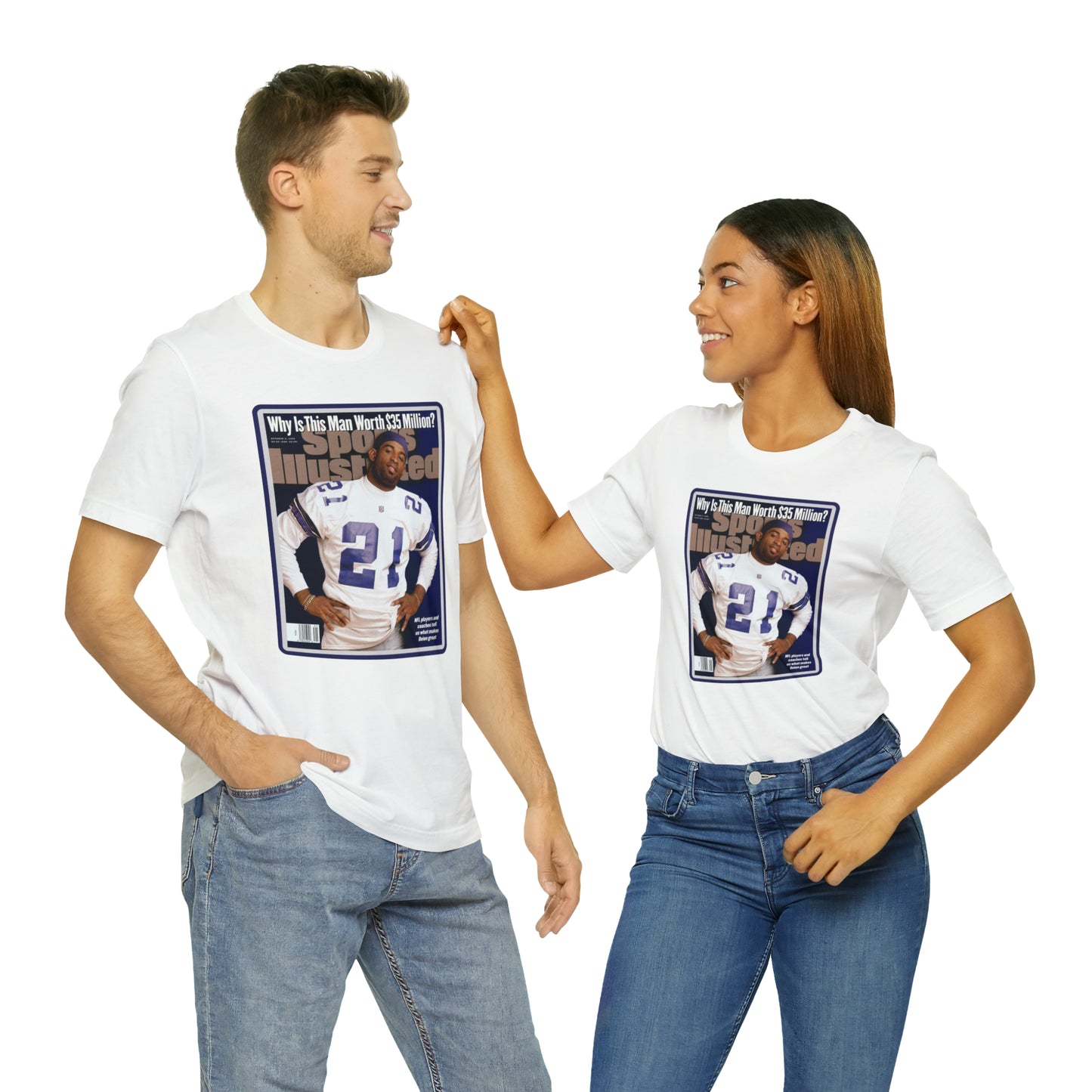 90s Throwback Dallas Cowboys Deion Sanders Sports Illustrated Magazine Unisex Jersey Short Sleeve Tee