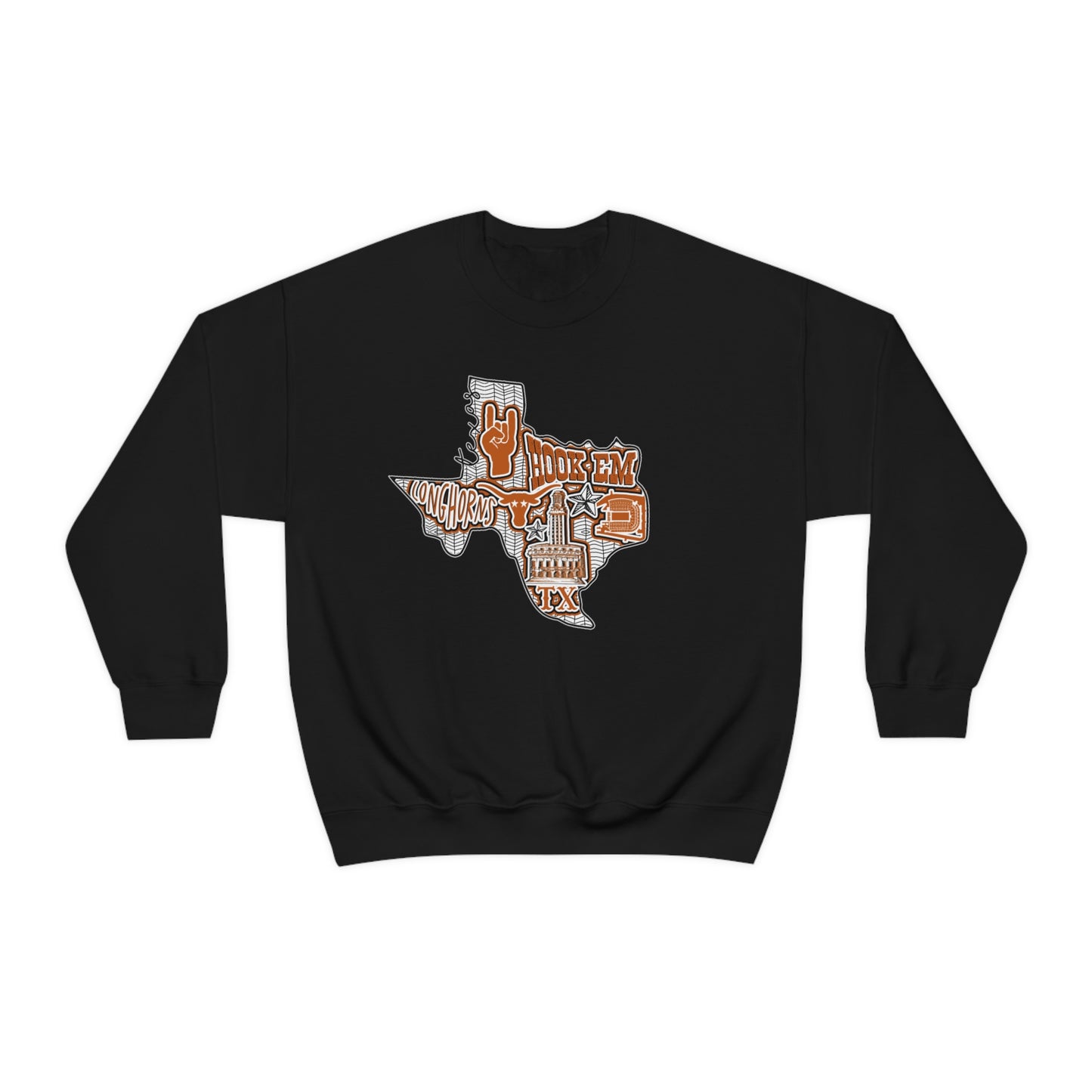UT Hook Em Austin Texas Longhorn Football Unisex Heavy Blend Crewneck Sweatshirt