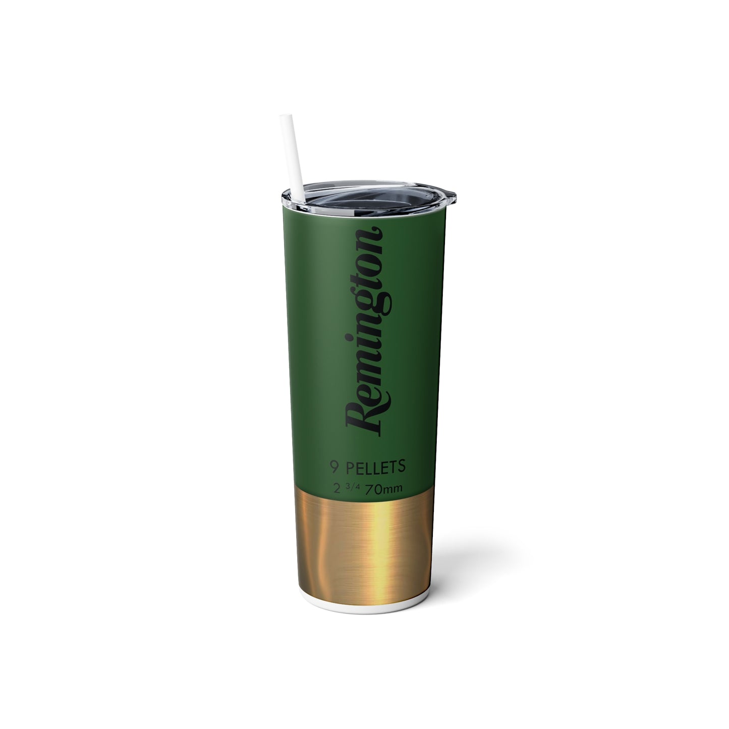 Remington Shotgun Shell Green Skinny Steel Tumbler with Straw, 20oz