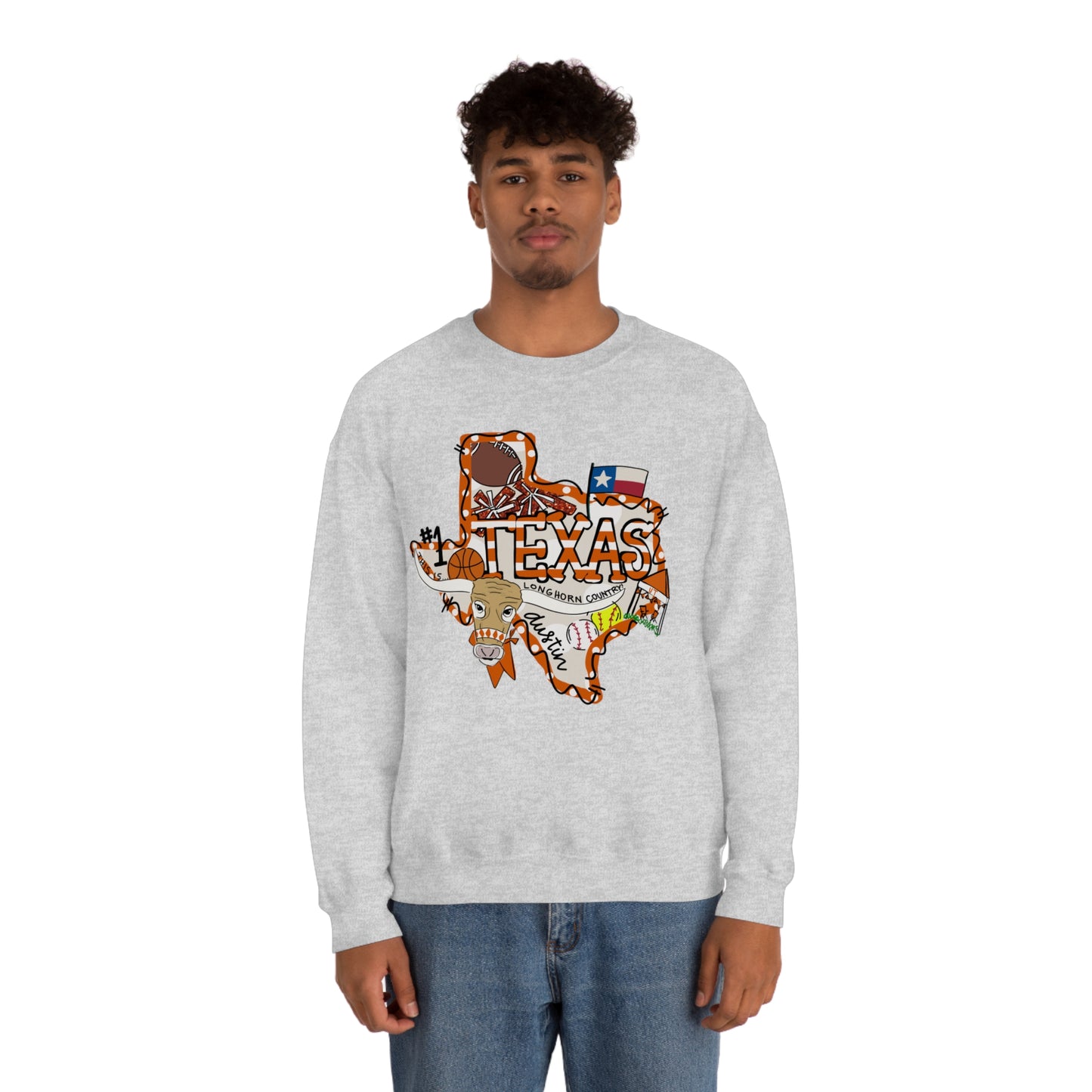 UT Hook Em Austin Texas Longhorn Football Unisex Heavy Blend Crewneck Sweatshirt