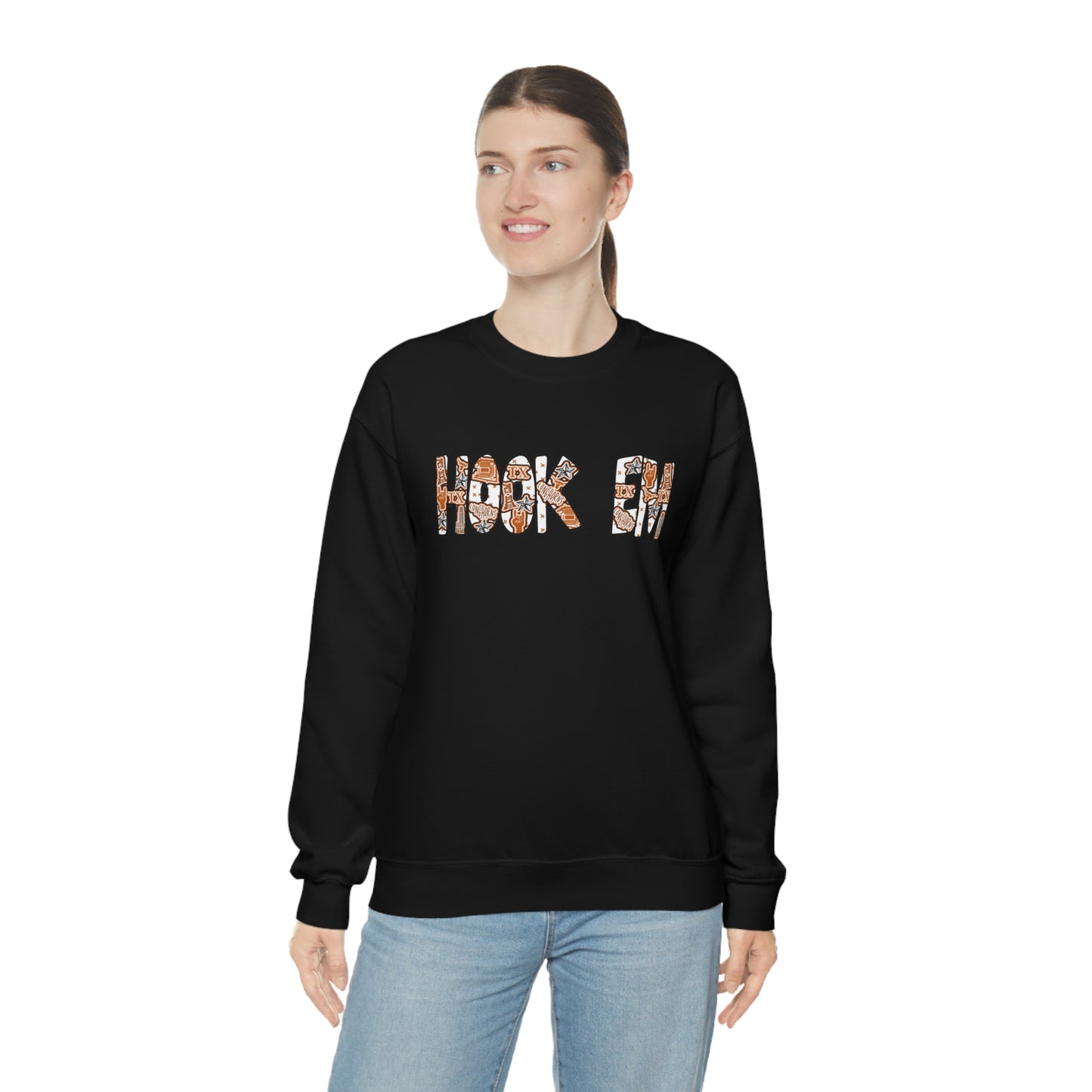 UT Hook Em Austin Texas Longhorn Football Unisex Heavy Blend Crewneck Sweatshirt