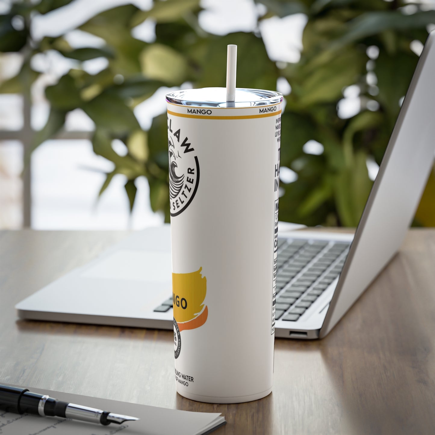 Seltzer Inspired Skinny Steel Tumbler with Straw, 20oz