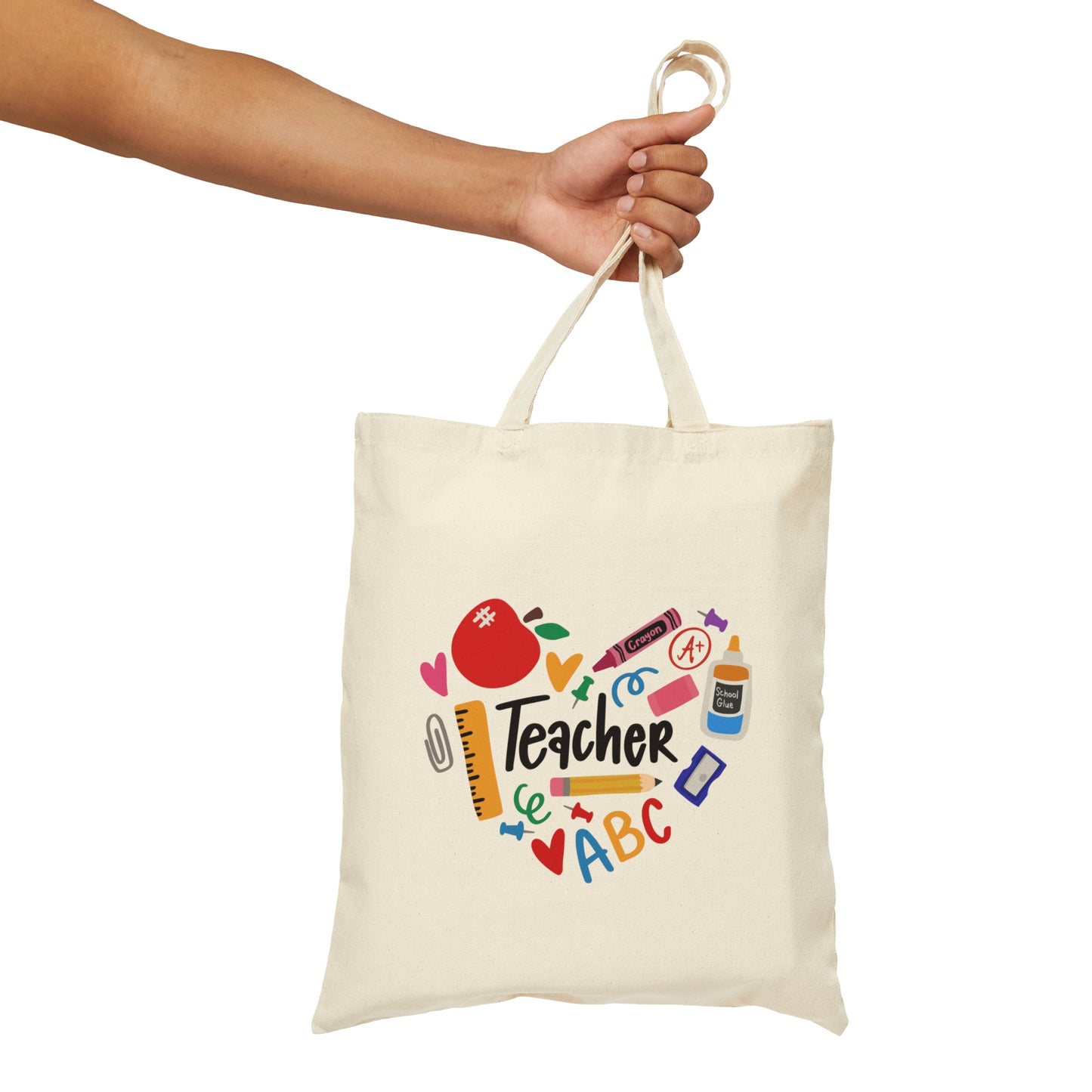 Teacher School Supply Canvas Tote Bag