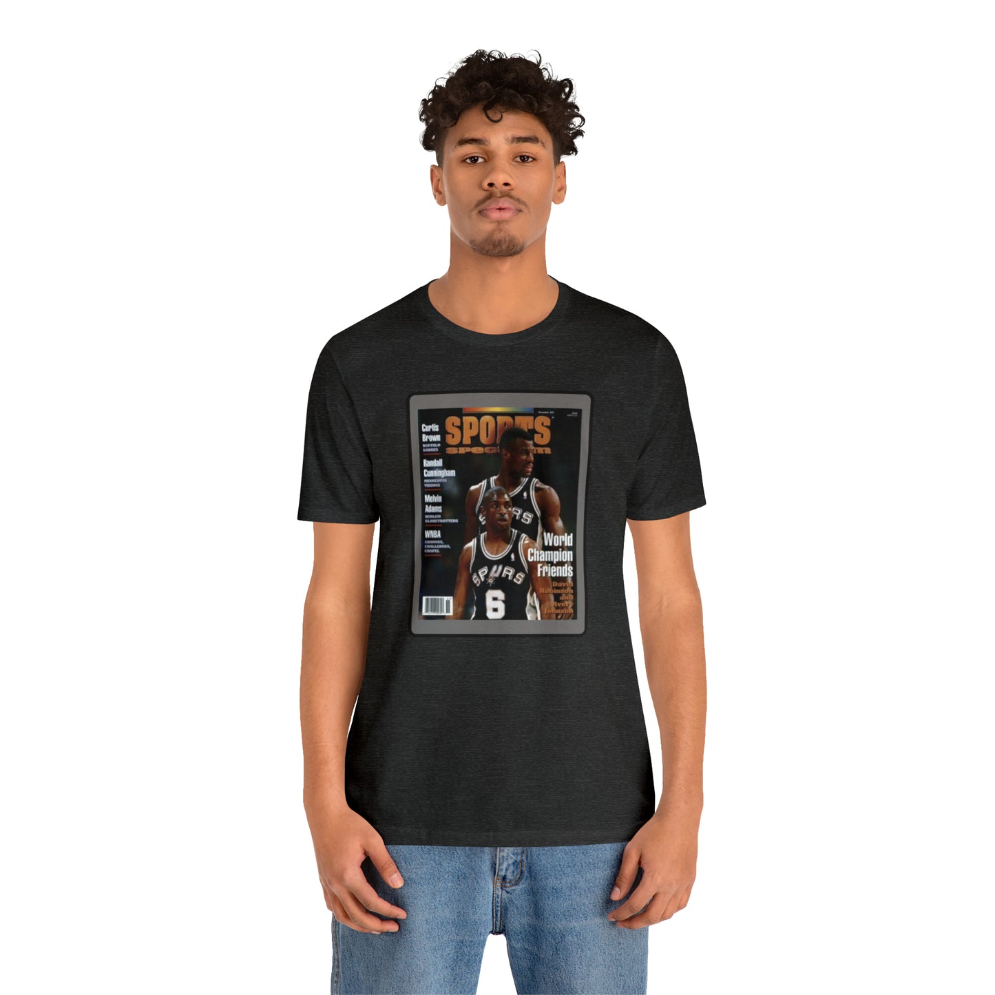 90s Throwback Spurs Basketball David Robinson Avery Johnson Sports Illustrated Unisex Jersey Short Sleeve Tee