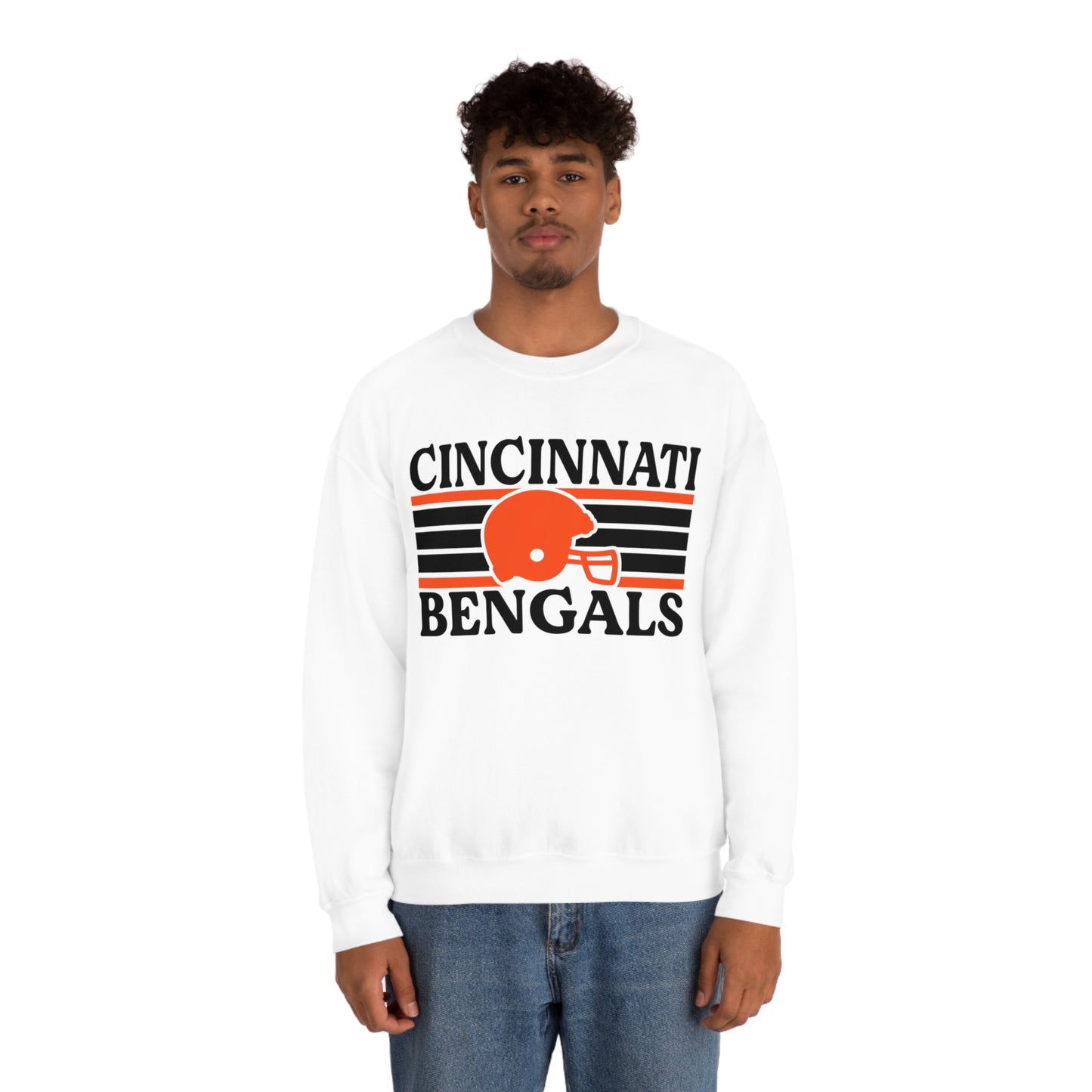 Retro Style Cincinnati Football Unisex Heavy Blend Crewneck Sweatshirt