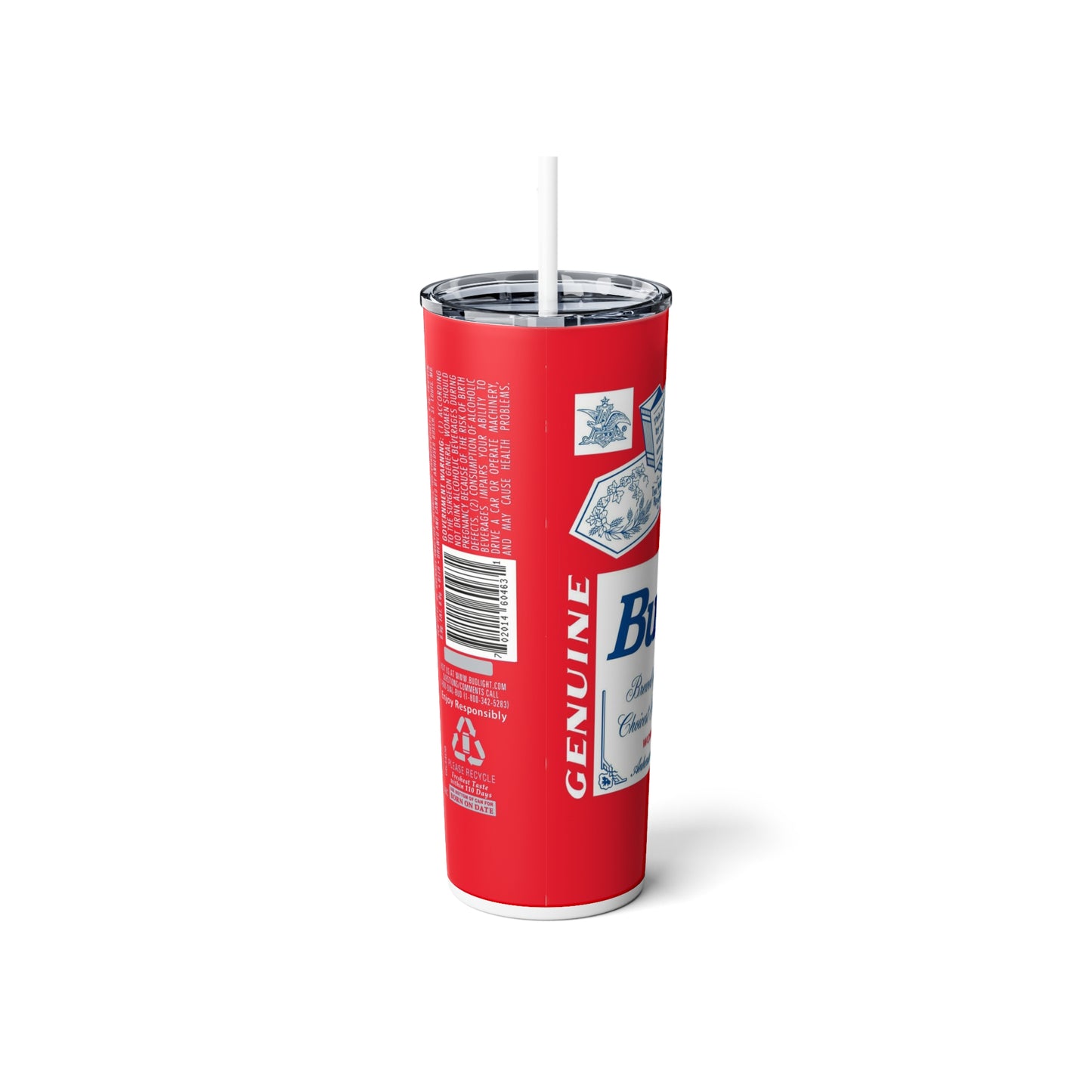 Beer Inspired Skinny Steel Tumbler with Straw, 20oz