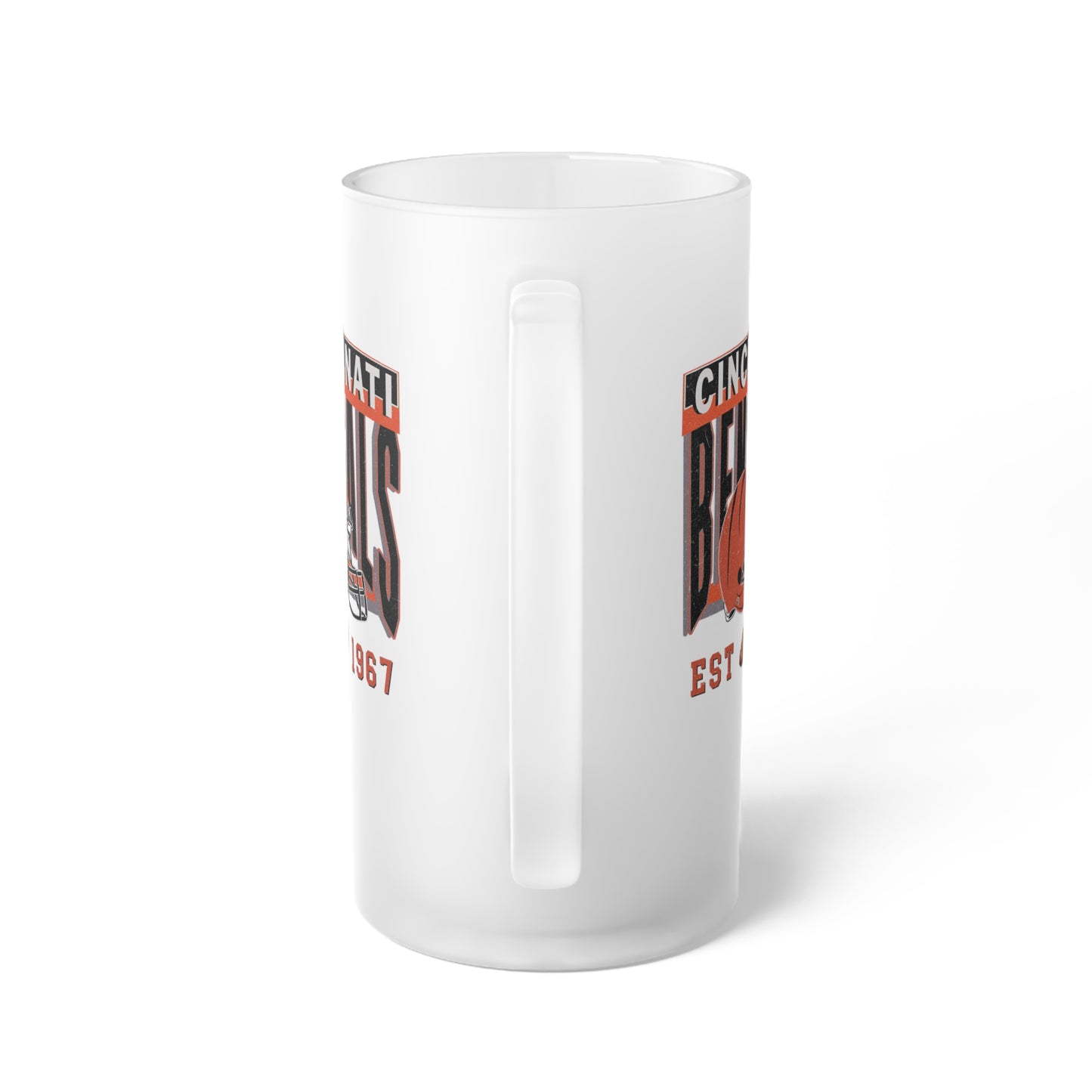 Cincinnati Football Frosted Glass Beer Mug