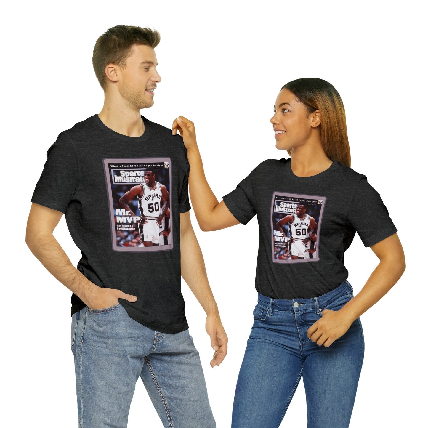 90s Throwback Spurs Basketball David Robinson Sports Illustrated Unisex Jersey Short Sleeve Tee