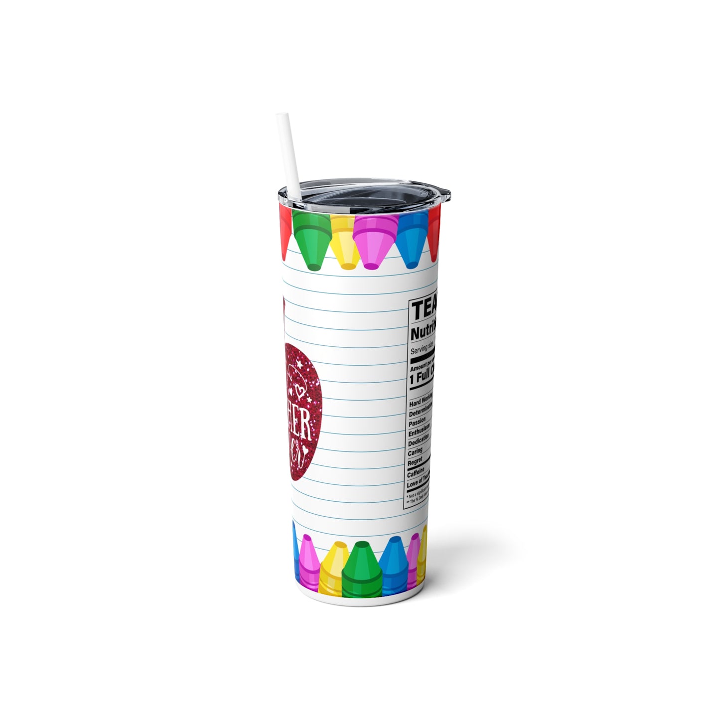 Best Teacher Ever Skinny Steel Tumbler with Straw, 20oz
