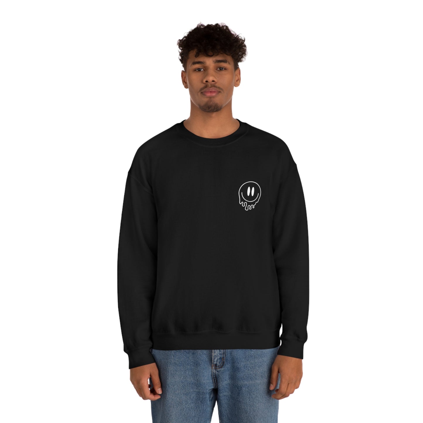 Melting Smiley Cool Moms Club Unisex DryBlend® Crewneck Sweatshirt Front/Back Print