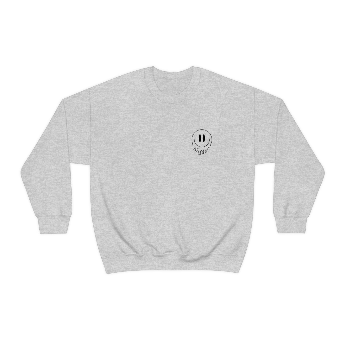 Melting Smiley Tired Moms Club Unisex DryBlend® Crewneck Sweatshirt Front/Back Print