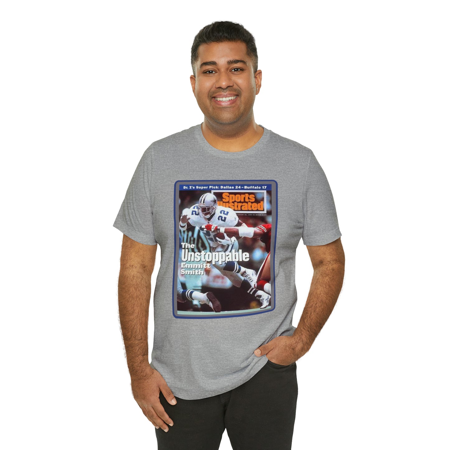 90s Throwback Dallas Cowboys Emmitt Smith v3 Sports Illustrated Magazine Unisex Jersey Short Sleeve Tee